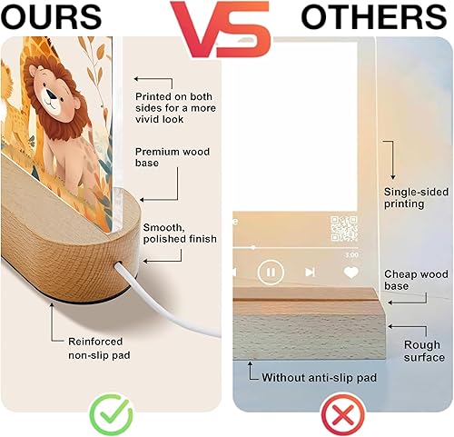 Miniatura 3 de Luz nocturna personalizada de animales para niños, placa acrílica LED personalizada, luz nocturna con nombre, lámpara de animales de la selva de