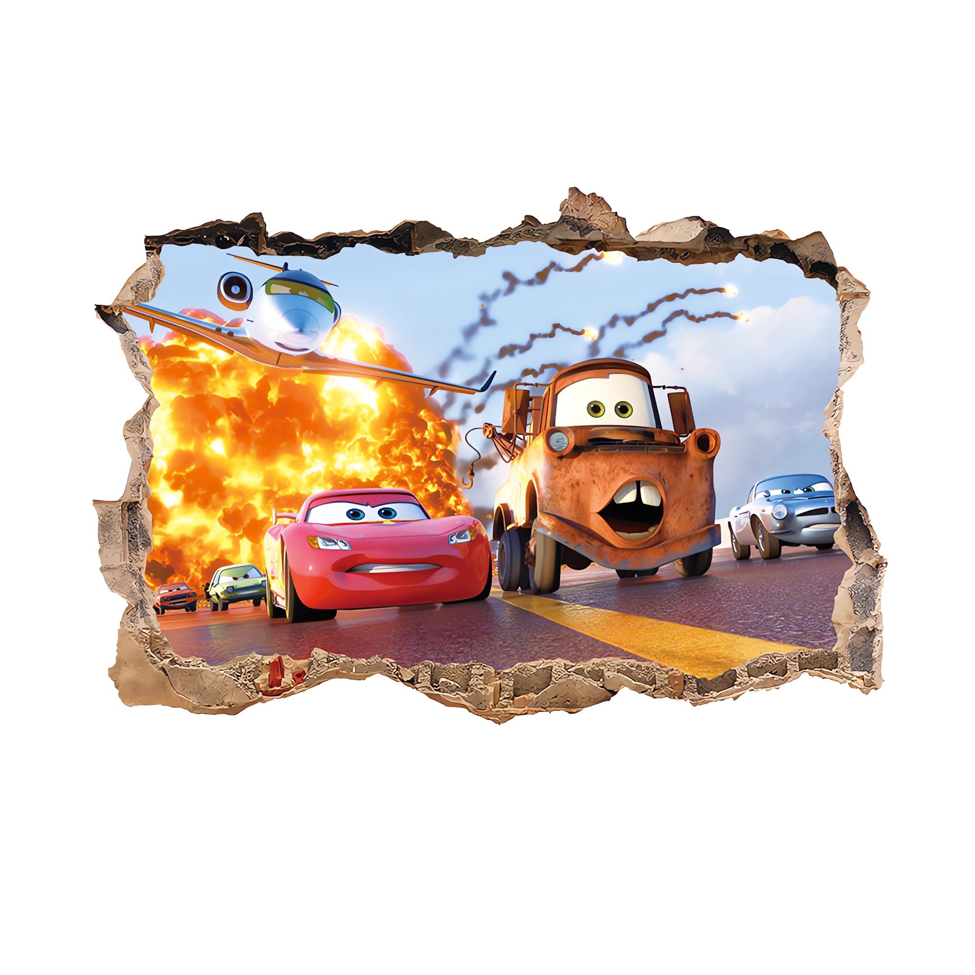 3D Cars Wallpaper Wall Decals Sticker for Kids Bedroom,Kids Baby Nursery Wall Decoration,Cartoon Poster Sticker Decor