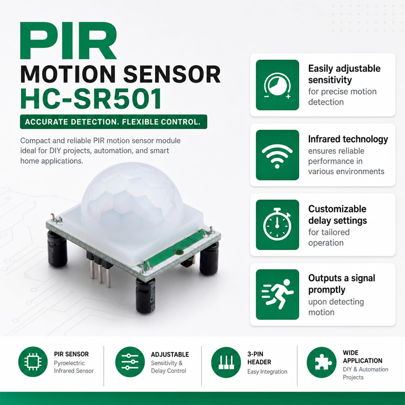 6 sztuk HC-SR501 PIR Czujnik podczerwieni Ludzki moduł ruchu na podczerwień do Arduino i Raspberry Pi