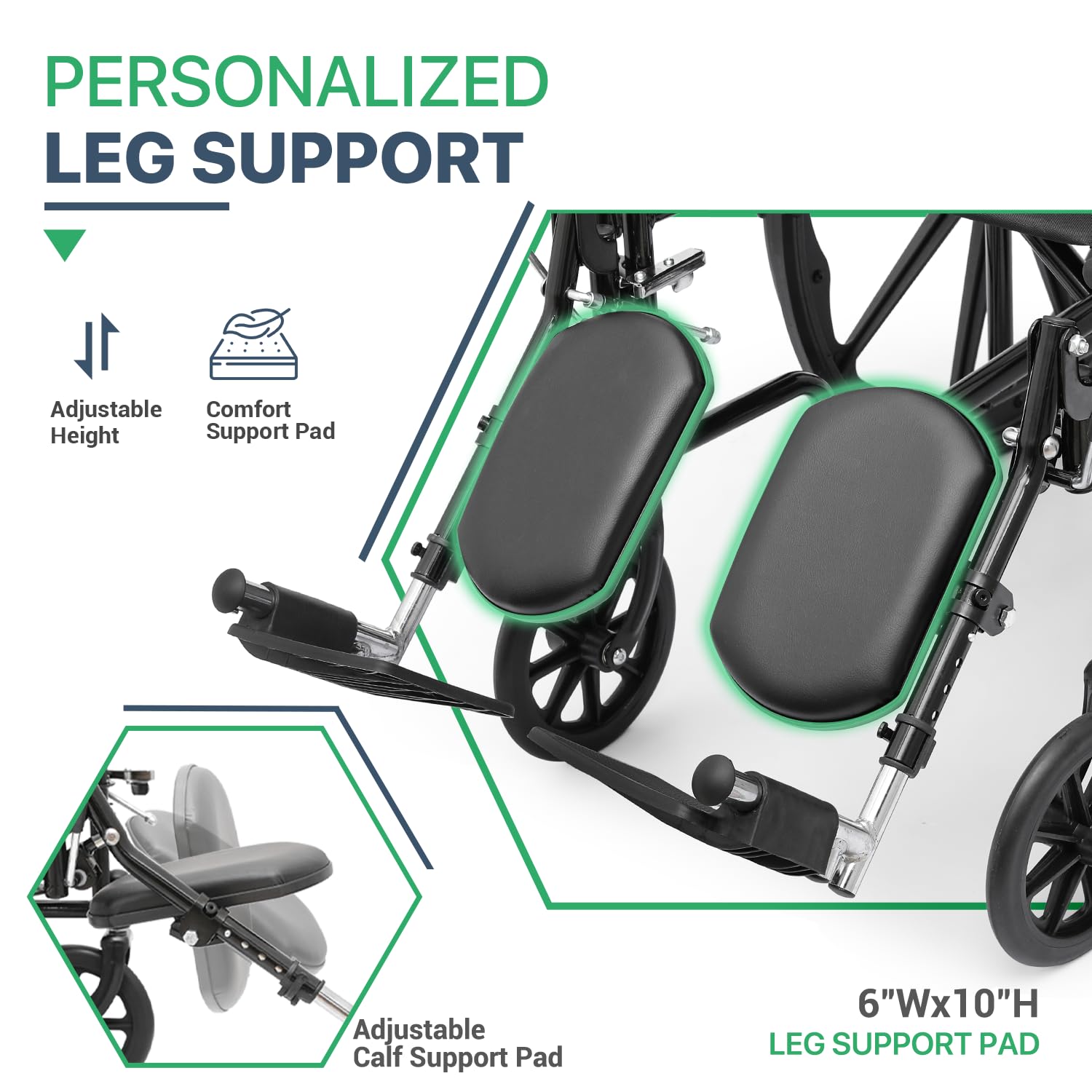 Magshion Silla de ruedas plegable con respaldo alto para adultos, 300 libras, 18.5 pulgadas, asiento reclinable, plegable, autopropulsado, silla de ruedas de transporte resistente