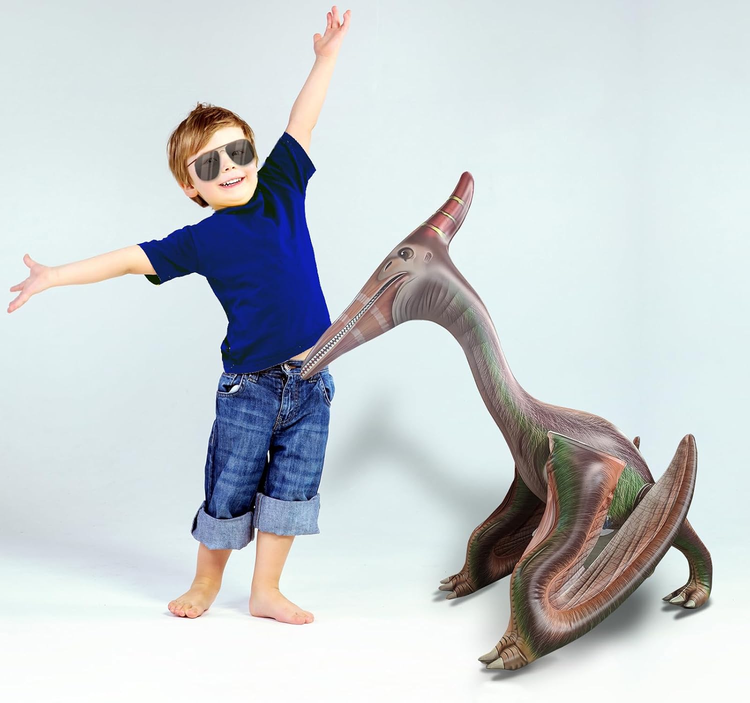 HOHQB Inflatable Dinosaur Jurassic Birthday Party Decorations Blow up Dinosaur Balloon Pool Float for Kids Age 3-5-8 (Brown Pterosaurio)
