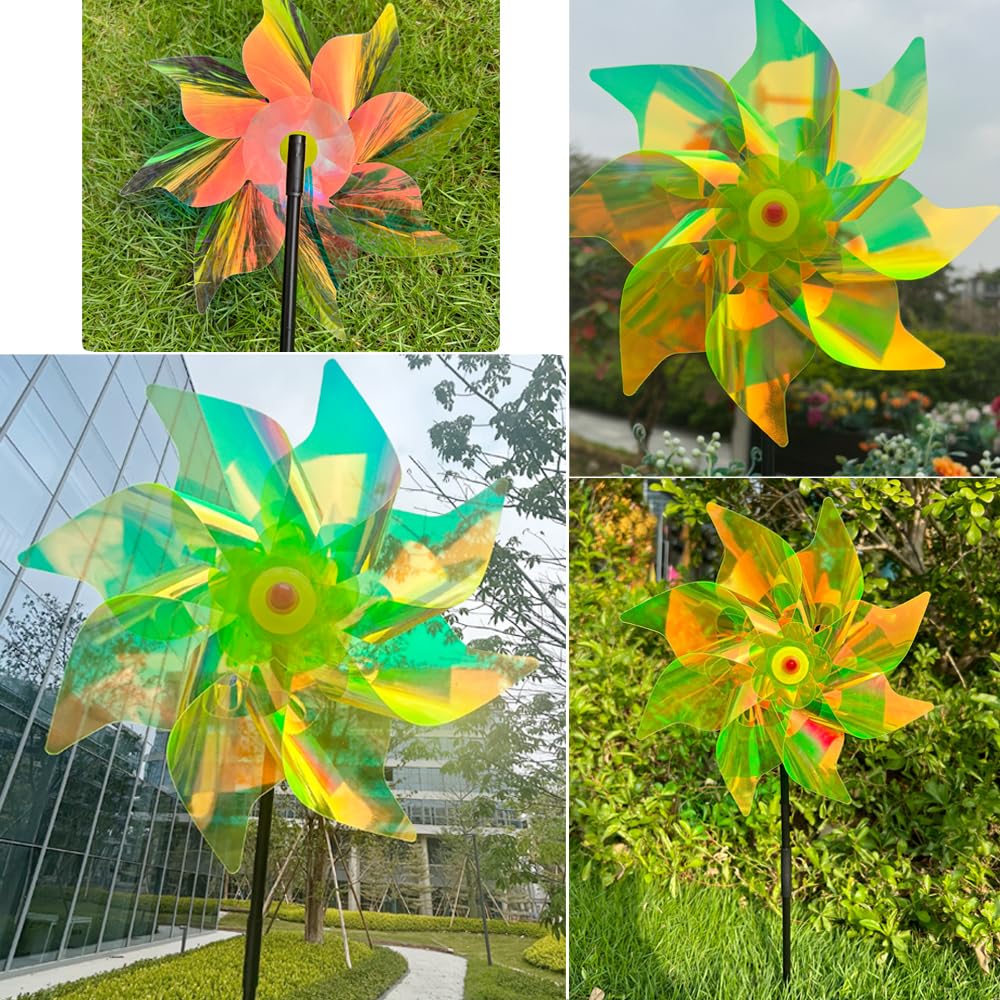 Bird Repellent Reflective Windmill,Sparkly Foil Windmills Reflective Birds Deterrent,Scare and frighten Birds,pigeons deterrent (C-5pcs) - Image 4