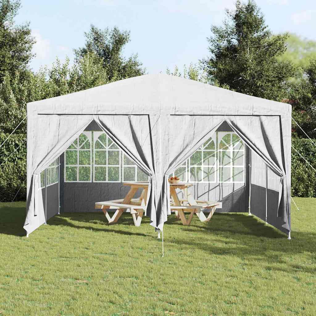 Party-Zelt Weiß 400 x 400 x 266 cm Polyethylen mit 8 abnehmbaren Seitenwänden, UV- und wasserfest für Outdoor-Events, Gartenfeste und Hochzeiten, Stabiler verzinkter