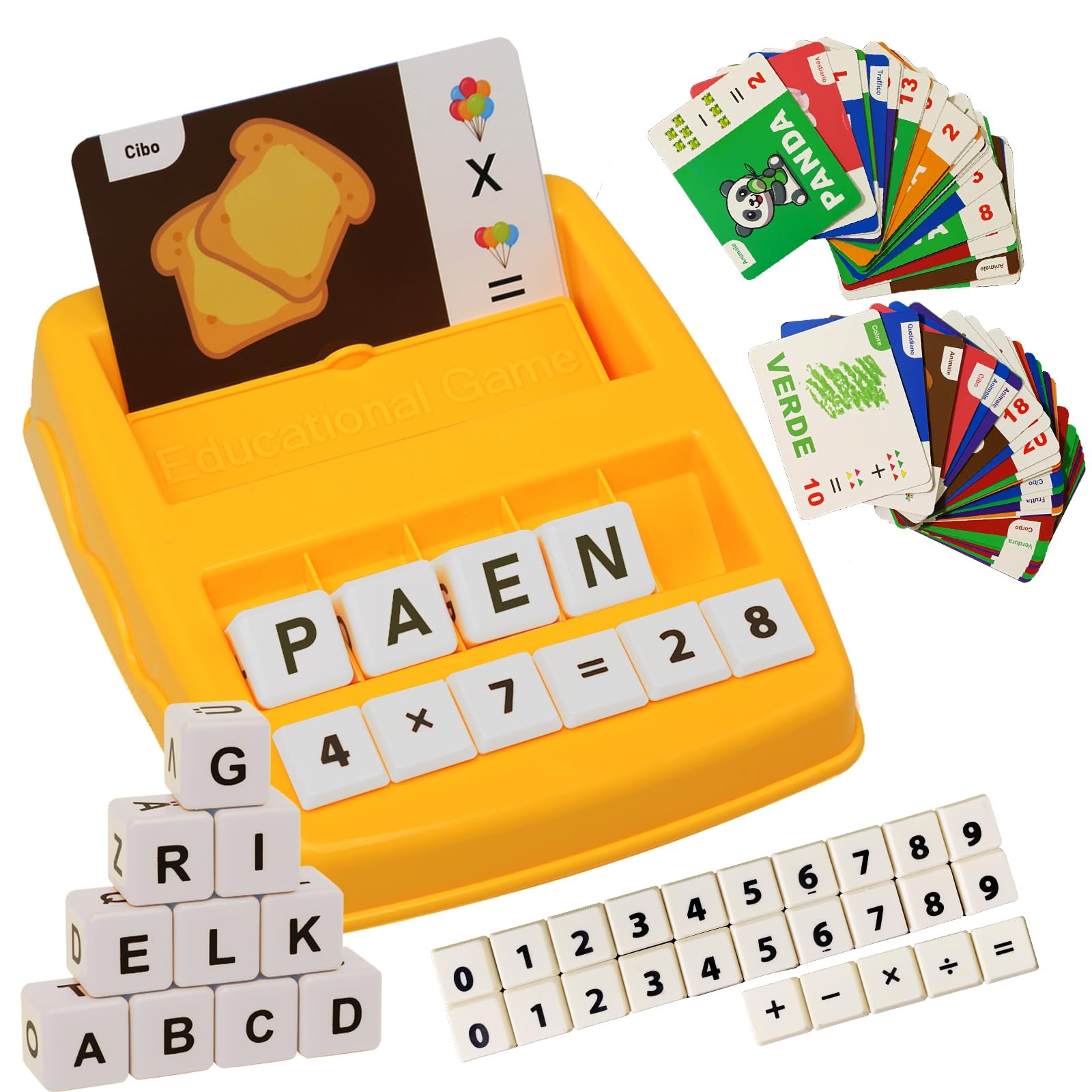 Buchstaben & Zahlen Lernspiel – Montessori Spielzeug Für Kinder 3–8 Jahre, Mit Karten & Blöcken