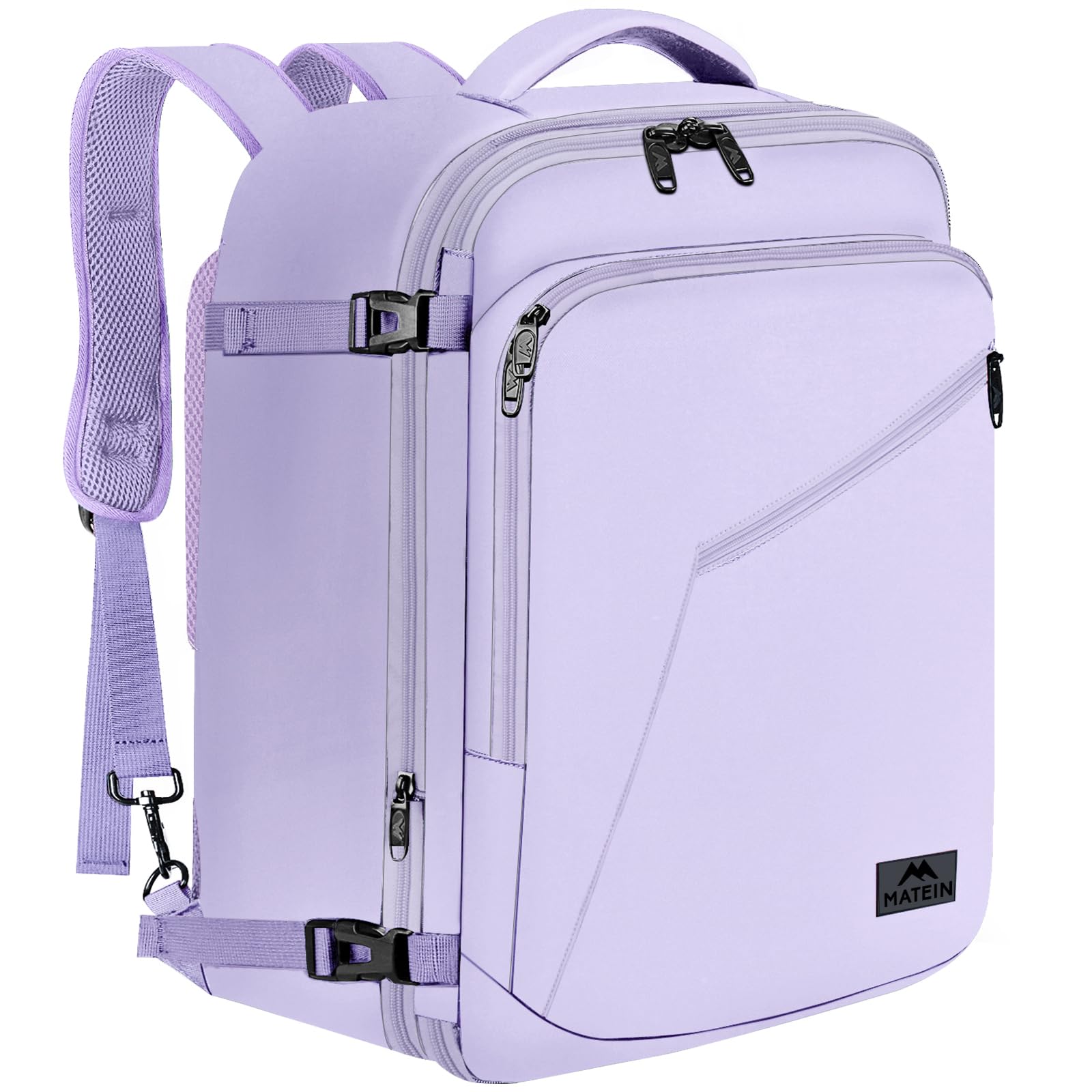 MATEIN Extra Large Travel Backpack for Women, Expandable Carryon Daypack | Personal Item Size, Adjustable Shoulder Strap, Airline Approved, For Travelling Hiking Camping Gym, Cute Gifts, Light Purple