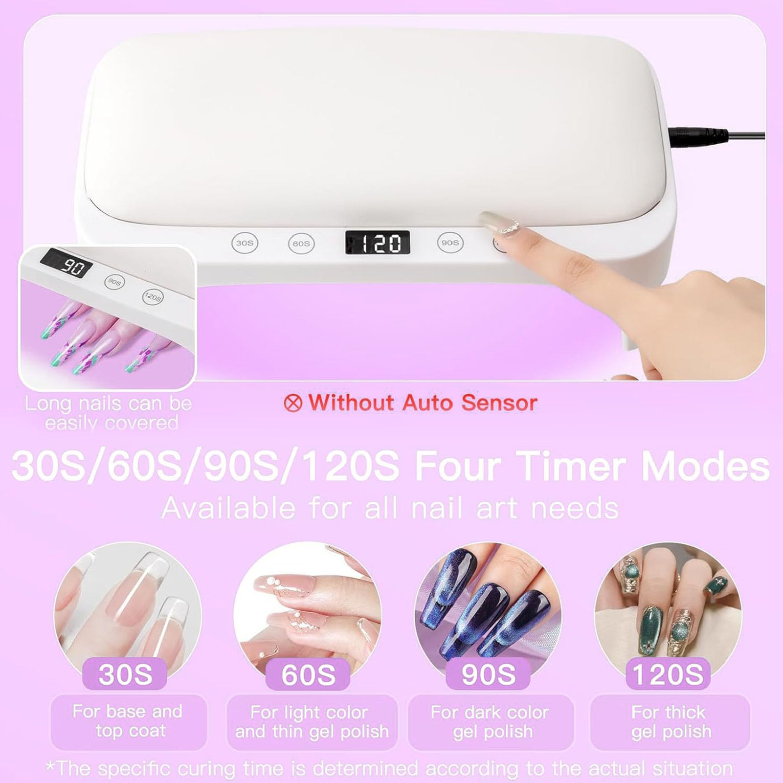 Asixxsix LED-Nagellampe, Faltbarer Nageltrockner für Gellack mit 4 Timer-Einstellungen und Bequemem Handkissen, Professionelles Härtungslampenlicht für den Salon zu Hause (EU-Stecker)