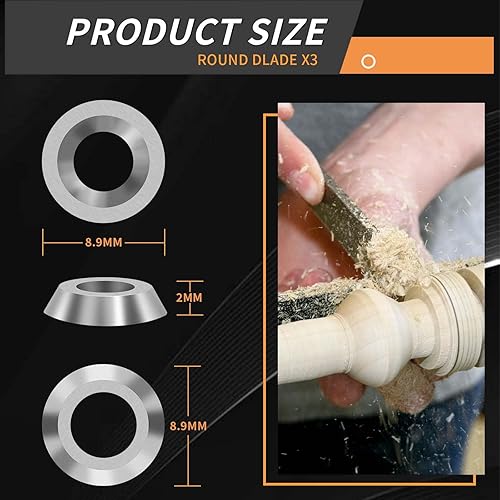 Miniatura 5 de 12 piezas de herramientas de torno de carburo para torno de madera, incluye cuadrado de 0.433 in con radio, redondo de 0.472 in y 0.350 in, diamante