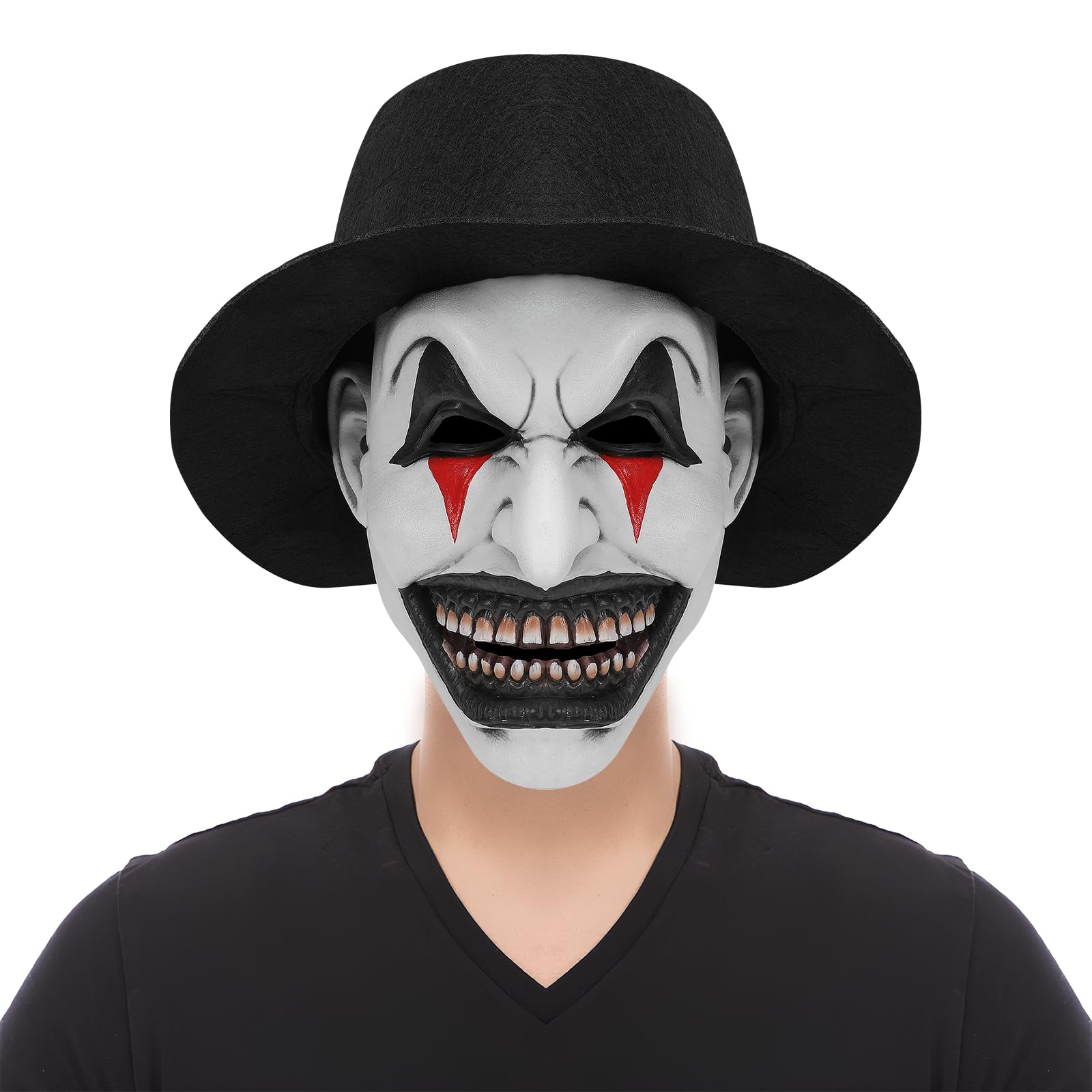 HISECOO Scary Halloween Mask Smiling Demons Horror Mask,Scary Halloween Mask Joker Mask With Hat