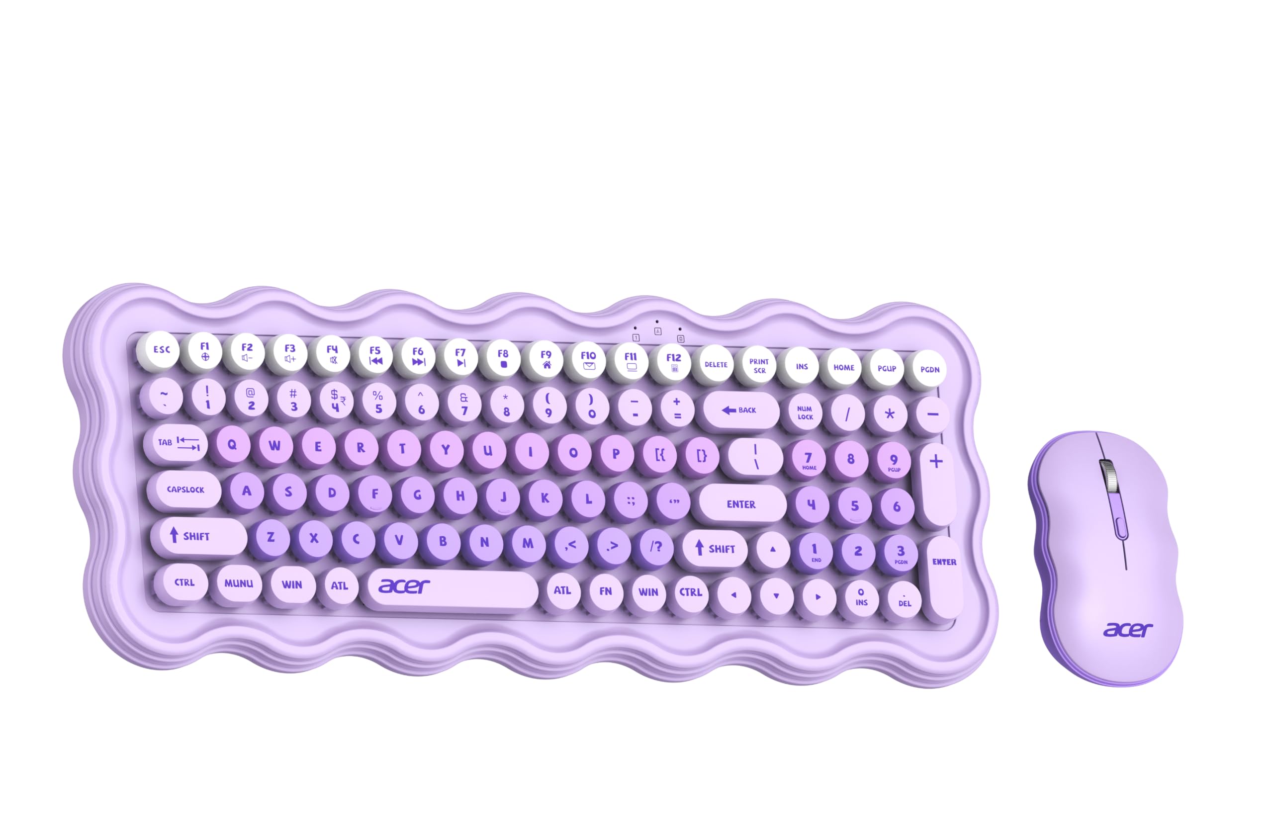 Acer PopGo Wireless Keyboard and Mouse Combo | 2.4GHz Wireless USB Receiver | Retro Round Keycaps Keyboard | 1200 DPI Optical Mouse | Plug & Play | Power Saving Design for PC, Laptop, Desktop | Purple — Amazon image 10