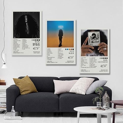 Miniatura 5 de H.E.R. - Póster de música portada de álbum de 1 H.E.R. Póster de música H.E.R. 3 H.E.R. Póster de música Cov, póster de un conjunto de 3 pósteres de