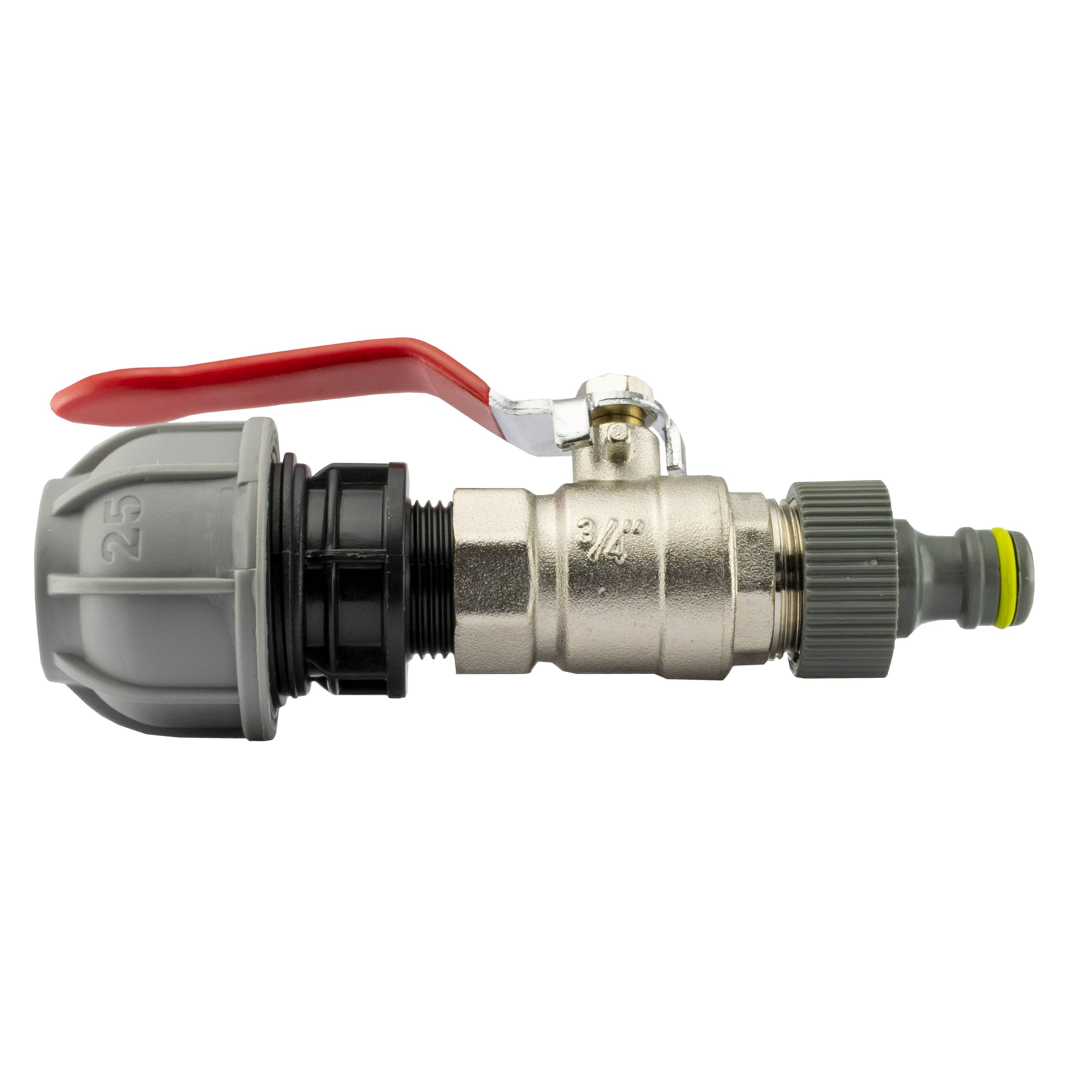 B2C MDPE 20 25 32 FULL FLOW Valve Hose Water Supply Pipe Outlet Valve Straight Tee Connection Kit Irrigation (25mm)