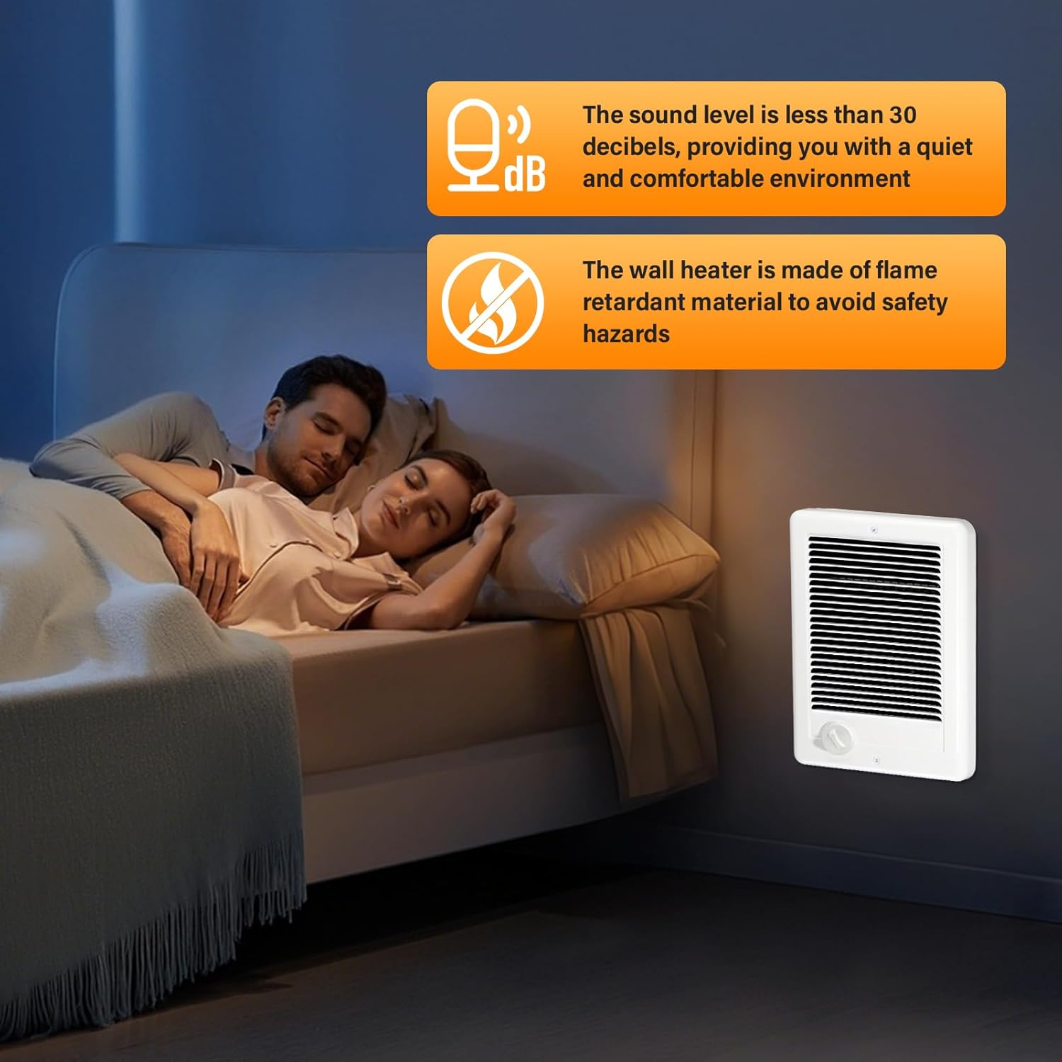 CSC152TW Electric Wall Heater（240 Volt, 1500 Watt, White) Wall Heater Complete Unit With Thermostat