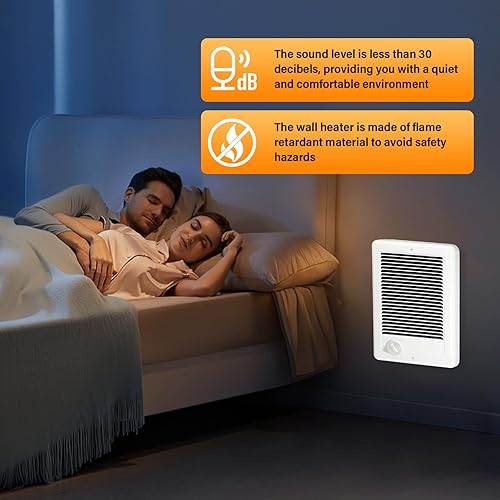 Miniatura 4 de CSC151TW Calentador de pared eléctrico (120 voltios, 1500 vatios, blanco) Calentador de pared Unidad completa con termostato