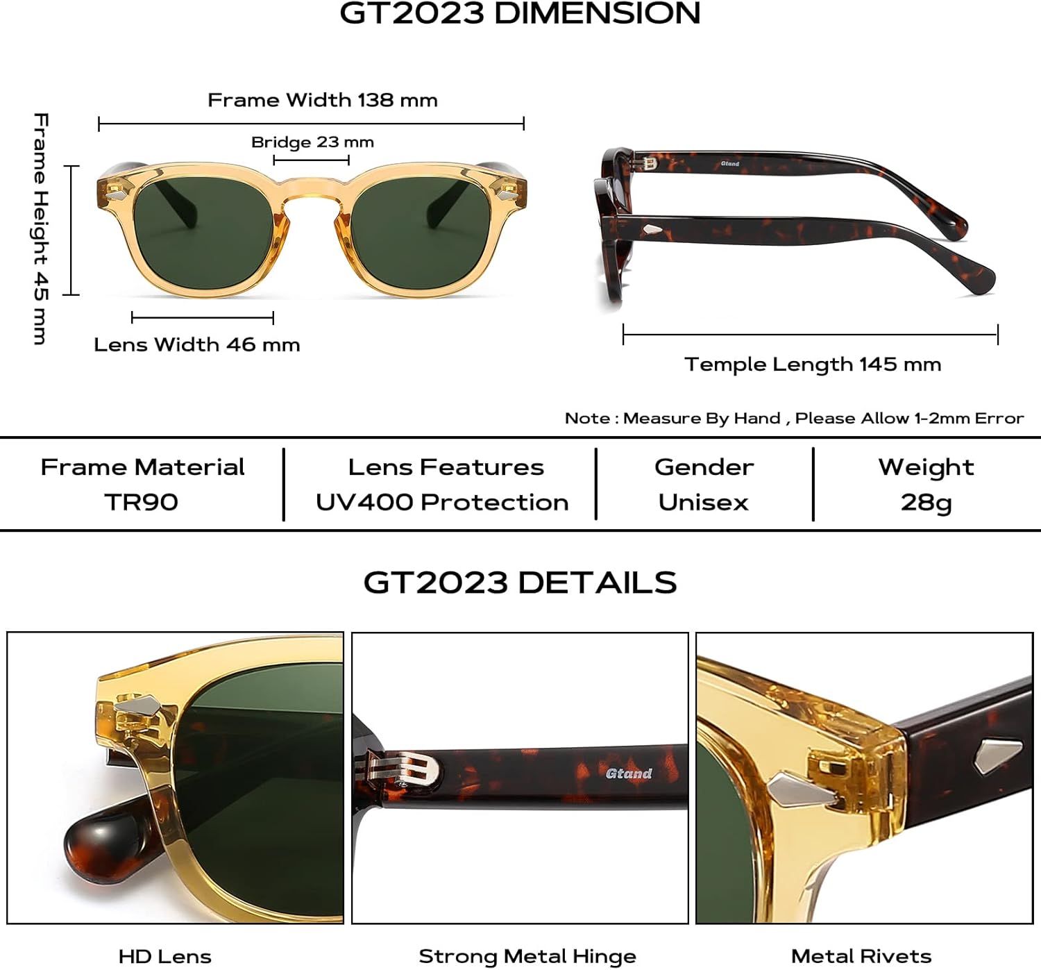 Gtand Unisex Vintage Retro Round Style Tinted Sunglasses For Men Women Fashion Circle Sun Glasses 46mm - Image 5