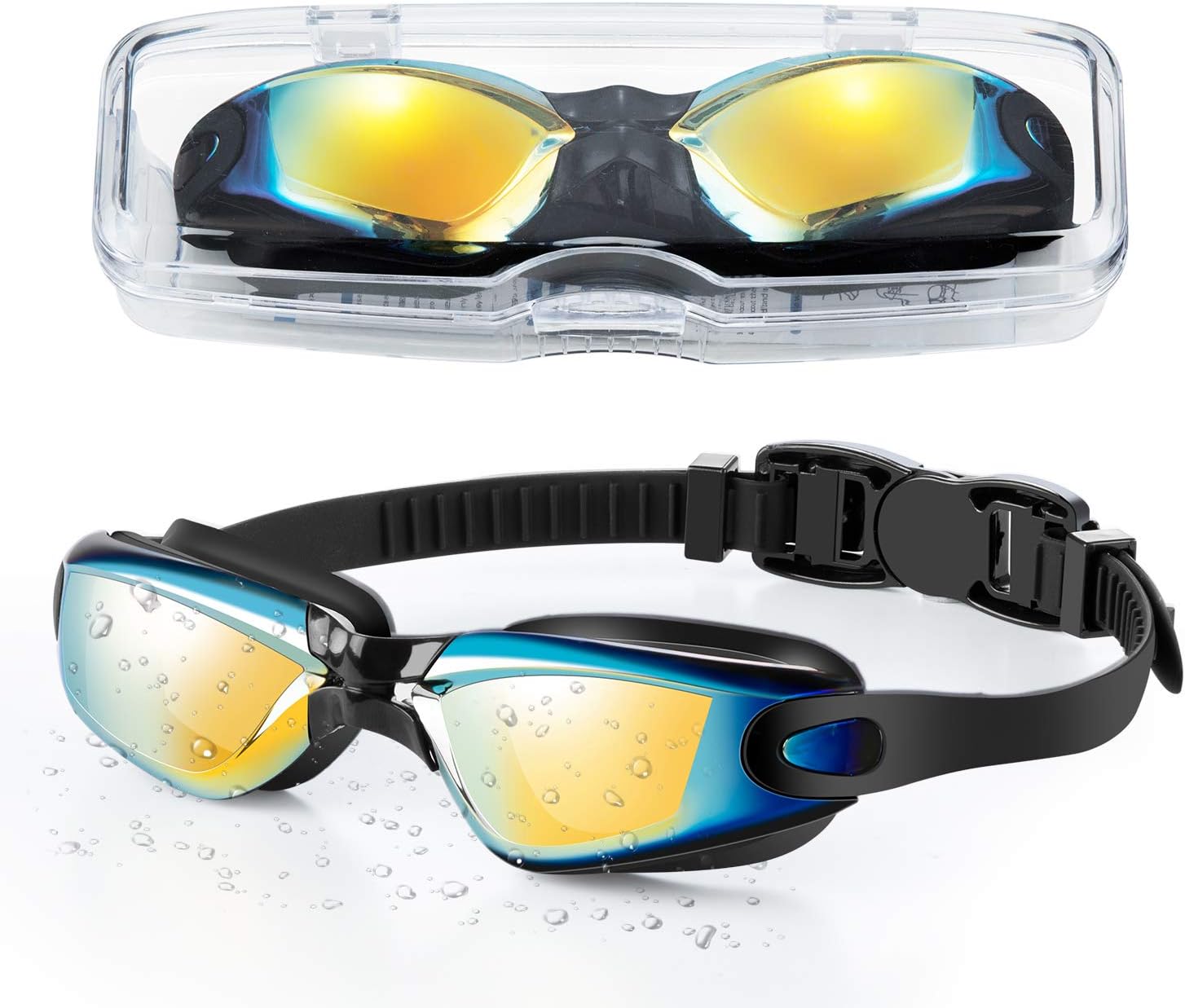 Portzon Kids Swim Goggles Anti Fog Swimming Goggles Clear No Leaking for Child, Black