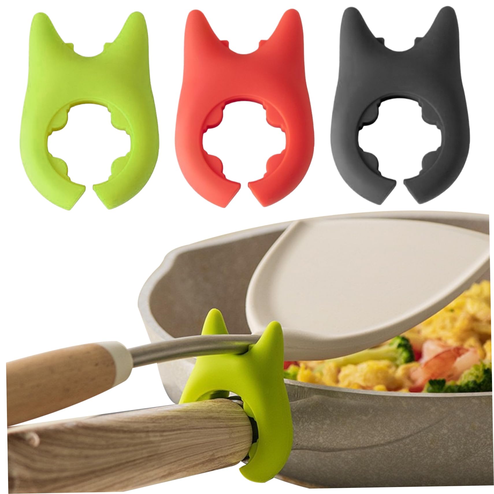 Takingup 3Pcs Silicone Spoon Rest with Lid Holder | Devil-Shaped Spatula Holder, Adjustable Non-Slip Utensil Rest, Reusable Cooking Spoon for Pot Boil Over Spill Stopper