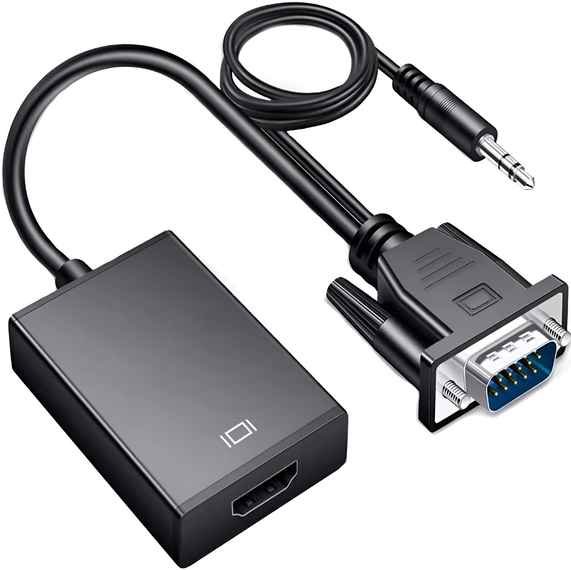 Retoo Kabel VGA na HDMI, konwerter starego komputera na telewizor/monitor z HDMI, z adapterem audio i kablem USB do ładowania, 1080P 60 Hz, wtyczka na gniazdo