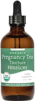 Herb Lore Organic Pregnancy Tea Tincture Liquid Red Raspberry Leaf Tea for Pregnancy & Postpartum First Trimester, Labor Prep & Third Trimester Support