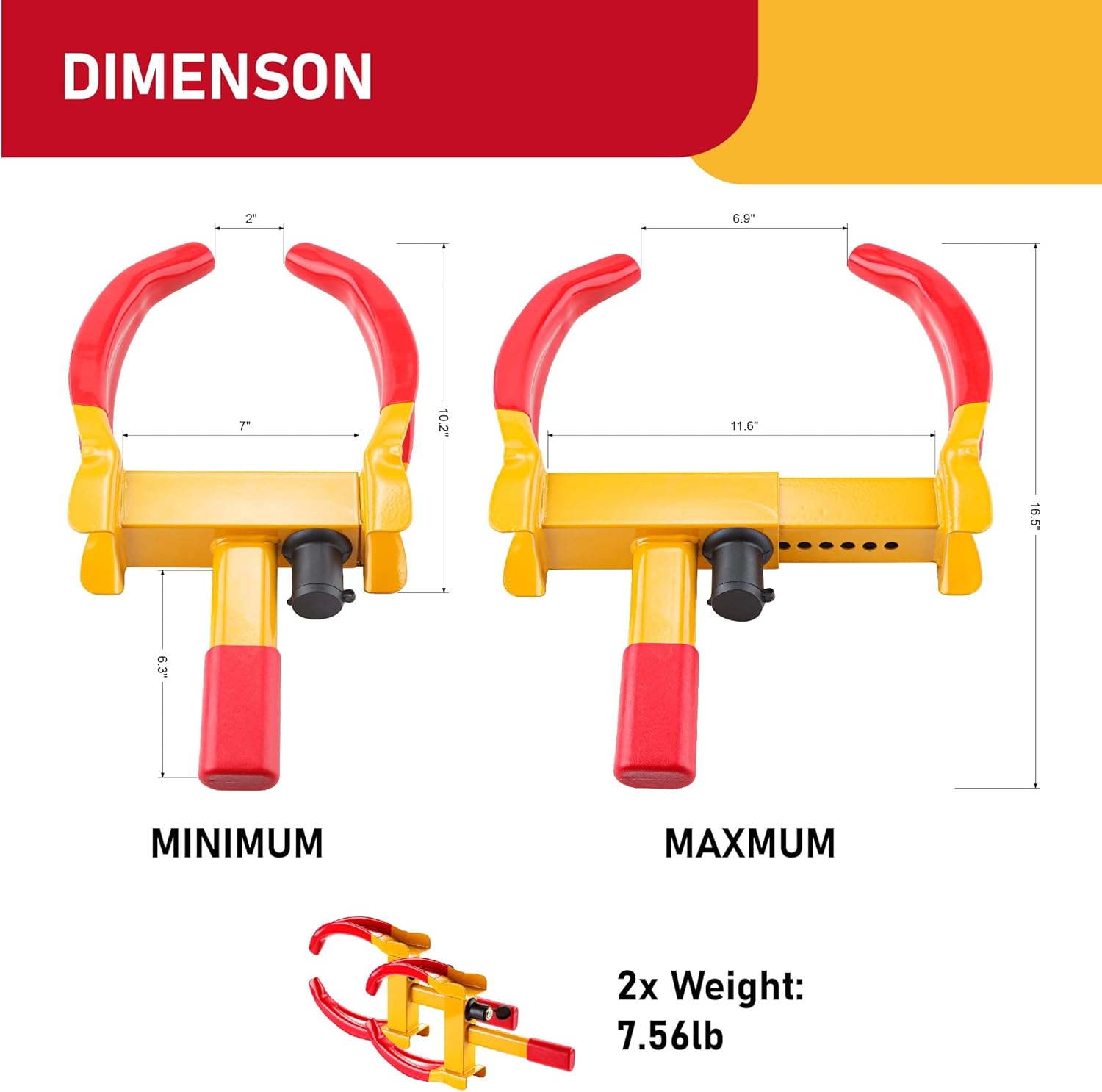 Cartman Heavy Duty Trailer Lock Wheel Clamp, Universal Security Tire Lock, Adjustable Anti Theft Lock for Trailers SUV Boats ATVs Motorcycles Golf Cart, 2 Packs 4 Alike Keys : Automotive