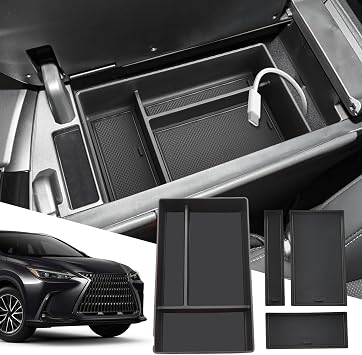 SXCY for 2022 2023 2024 2025 2026 Lexus NX Center Console Organizer Tray for 2022 2023 2024 2025 2026 Lexus NX 350 Accessories Console Tray 2023 2024 2025 2026 NX Center Console Organizer Black