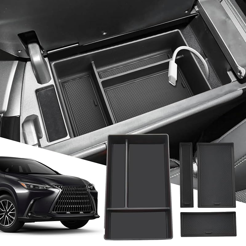 Organizador de Console Central para Lexus NX 2022 a 2026 SXCY com Bandejas Removíveis, Preto