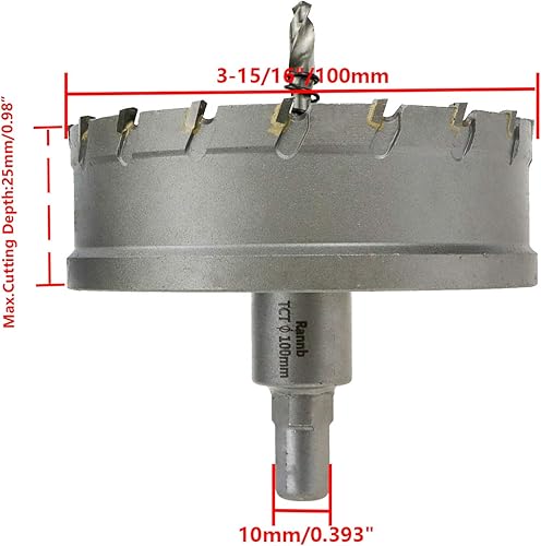 Miniatura 2 de Sierra de agujero Rannb de 4 pulgadas100mm de diámetro de corte con punta de carburo para lámina de acero inoxidable y metal