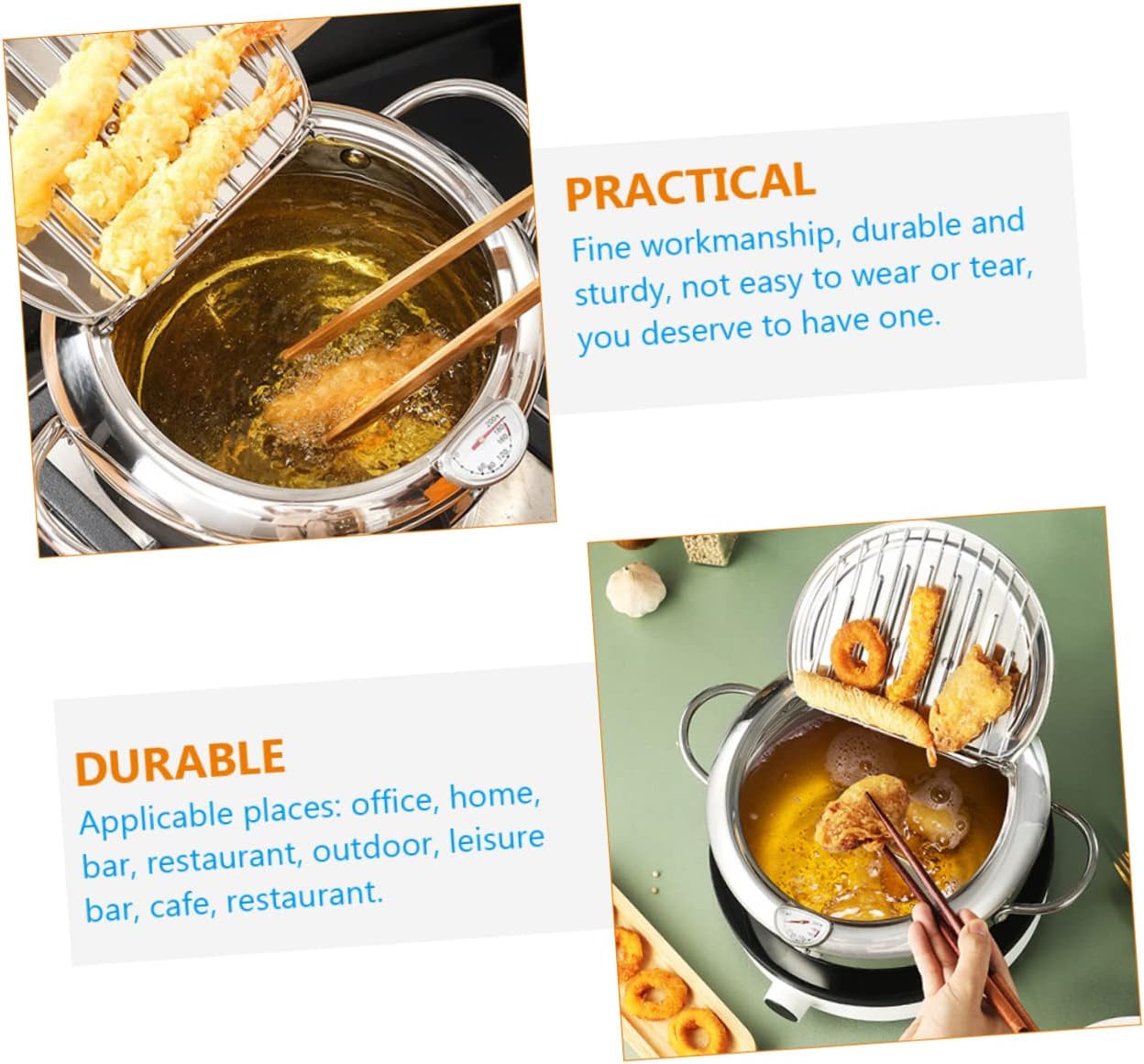 Ciieeo Fry Daddy Deep Fryer Oil Filtration Pot Frying Pan Oil Catch Pan Fryer Pot Gas French Fries Shrimp Chicken Wings