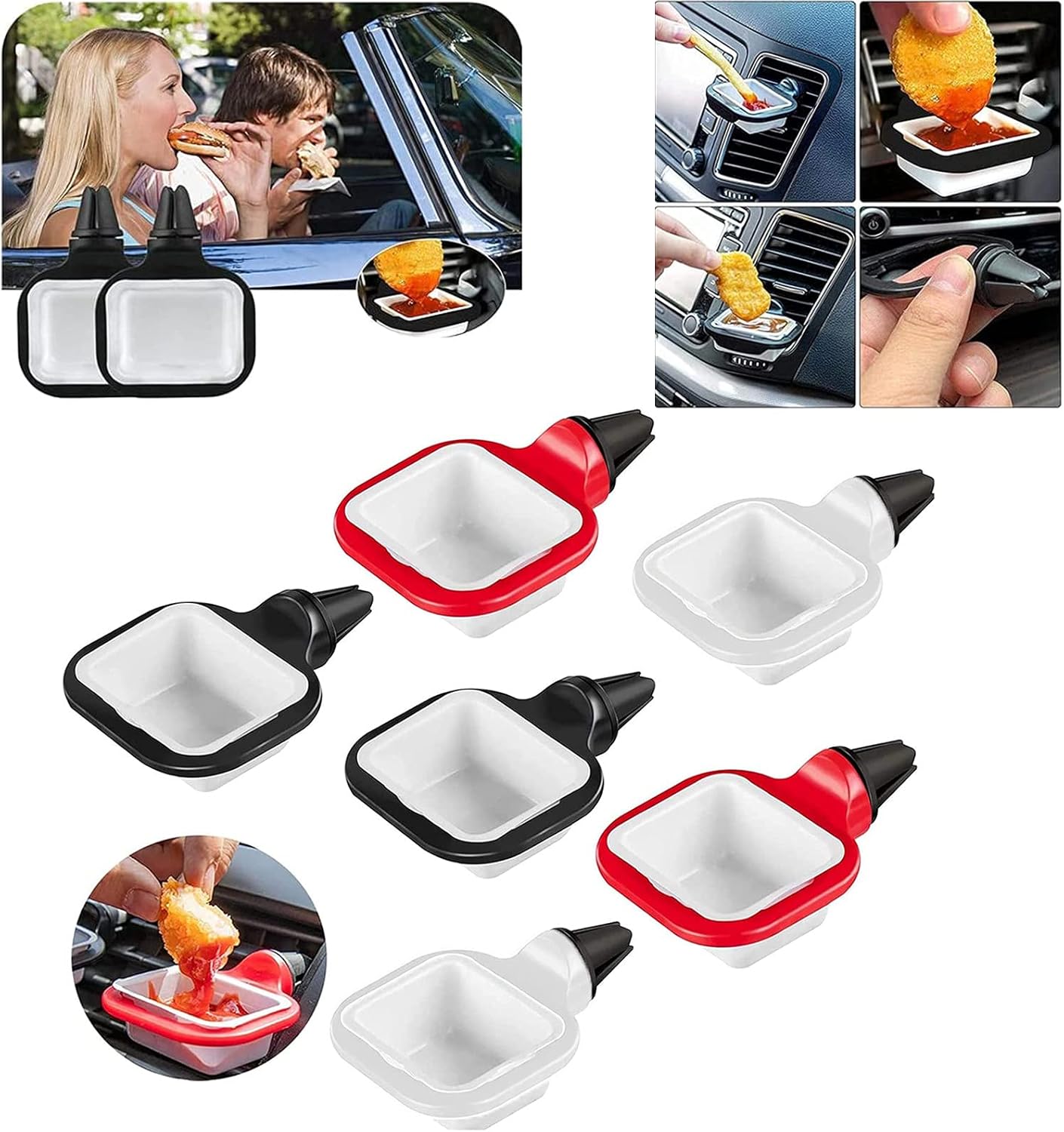 AWMSKONG 2 Pack Car Air Vent Clip Sauce Holder,Portable
