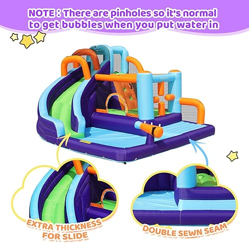 Miniatura 6 de AirMyFun Tobogán acuático inflable, tobogán de gorila para niños, casa hinchable de agua para húmedo y seco con pared de escalada, piscina de salto