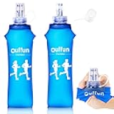 2 Pack Soft Water Bottle, TPU Collapsible Flask Foldable Bottles for Hydration Pack, BPA-Free, Running Lightweight Water Bottle for Outdoor Sports like Hiking Cycling Climbing Running (17OZ/500ml)