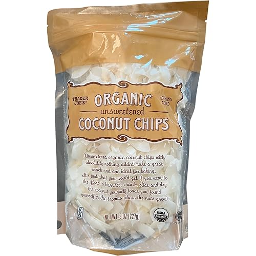 Trader Joe's Chips de coco orgánico sin azúcar nada añadido, 8 onzas (paquete de 1)