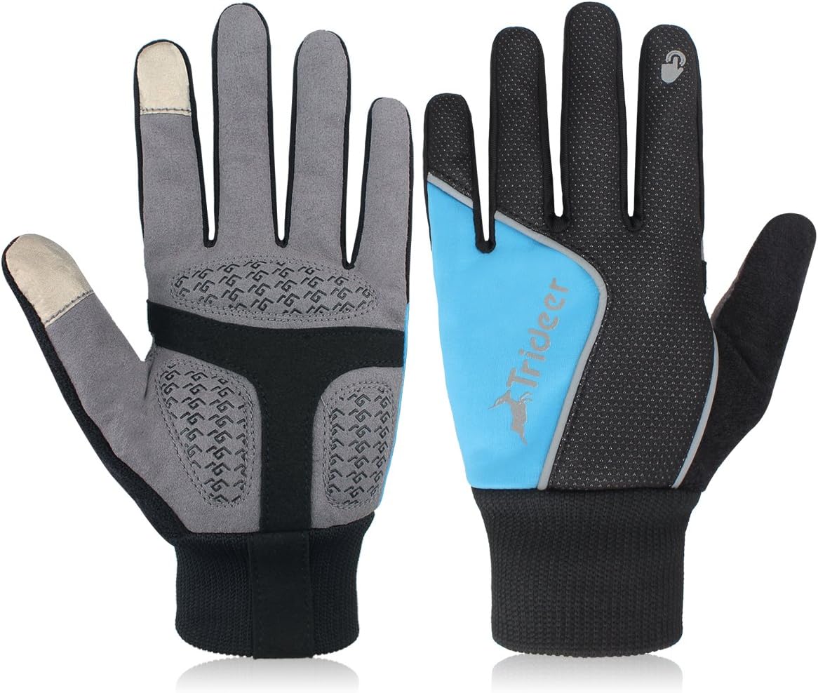 Trideer Padded Workout Gloves for Men - Gym Weight Lifting Gloves with Wrist Wrap Support, Full Palm Protection & Extra Grips for Weightlifting, Exercise, Cross Training, Fitness, Pull-up