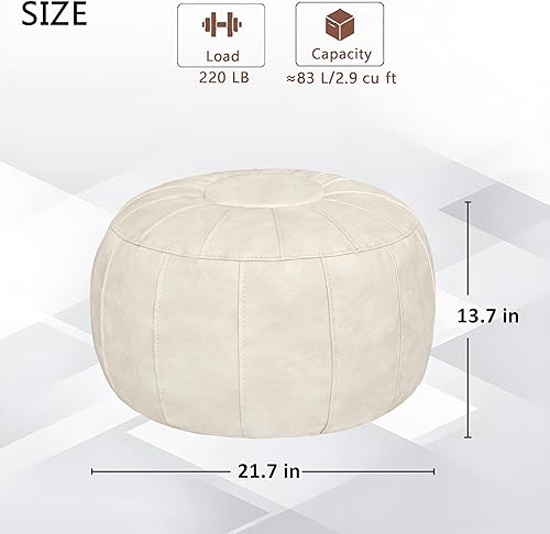 Miniatura 12 de Thgonwid Puf de almacenamiento marroquí sin rellenar, asiento otomano hecho a mano, de piel sintética, reposapiés, para sala de estar, dormitorio o
