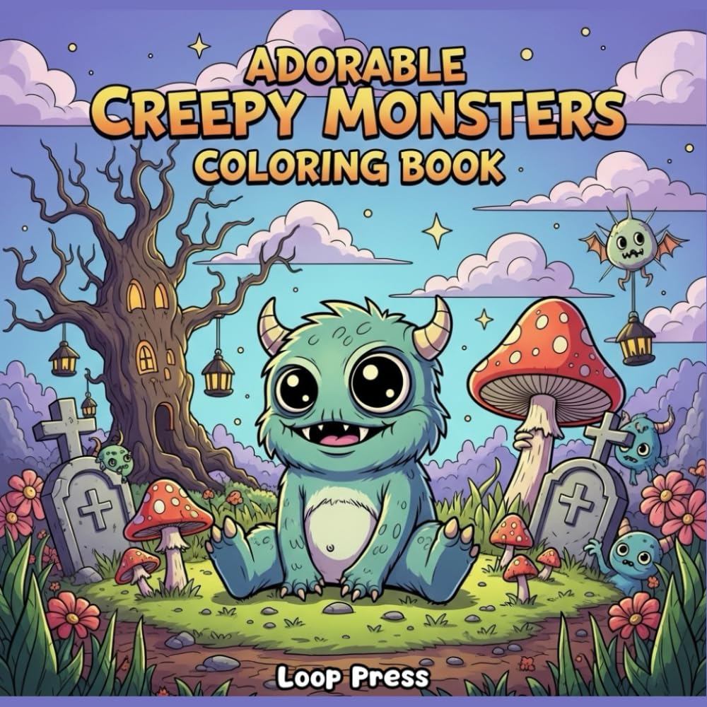 Adorable Creepy Monsters Coloring Book: A Pastel Goth kawaii Illustrations for Adults and Teens Featuring Scary but Cute Monsters for Stress Relief.