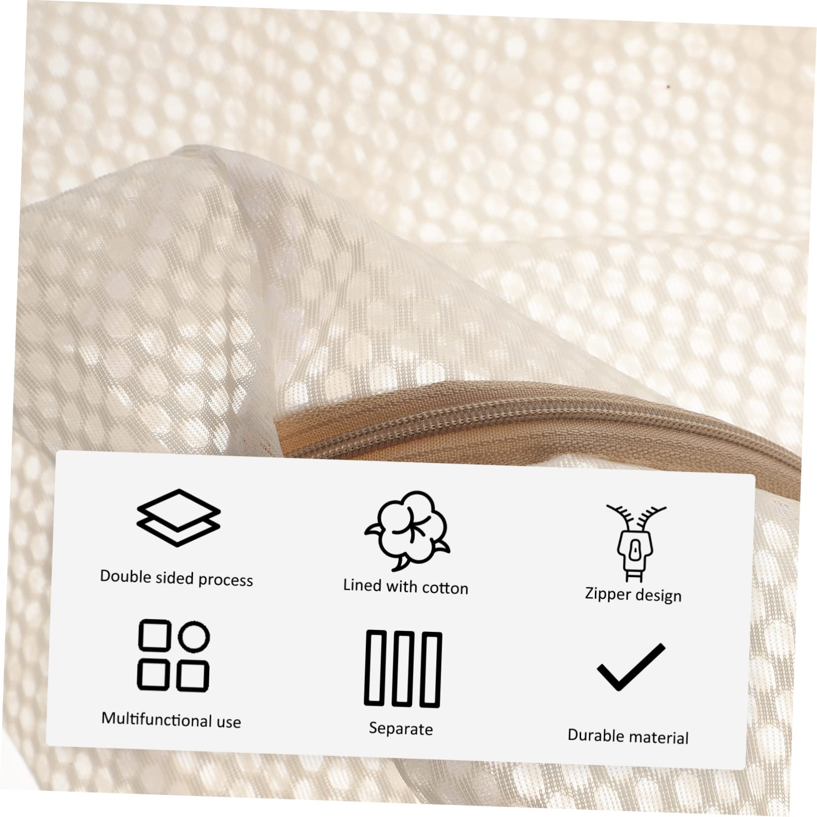 Borsa Rete per Lavaggio Delicati 6 Pezzi in Poliestere Beige | Chiusura Cerniera, per Reggiseni e Calze, Accessori Lavanderia per Lavatrice