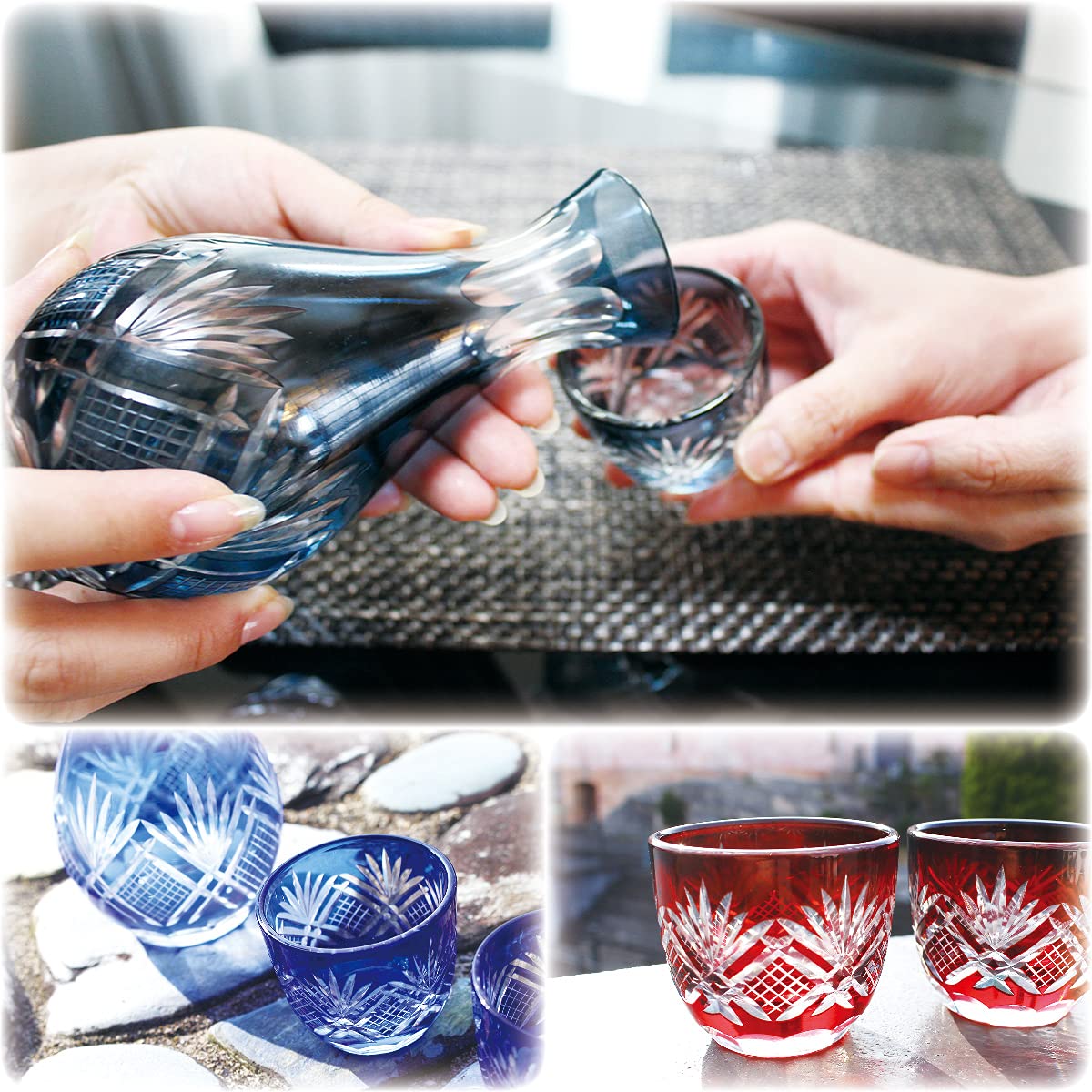 Amazon｜[QD-464C] 切子 徳利 お猪口 セット コバルトブルー 日本酒