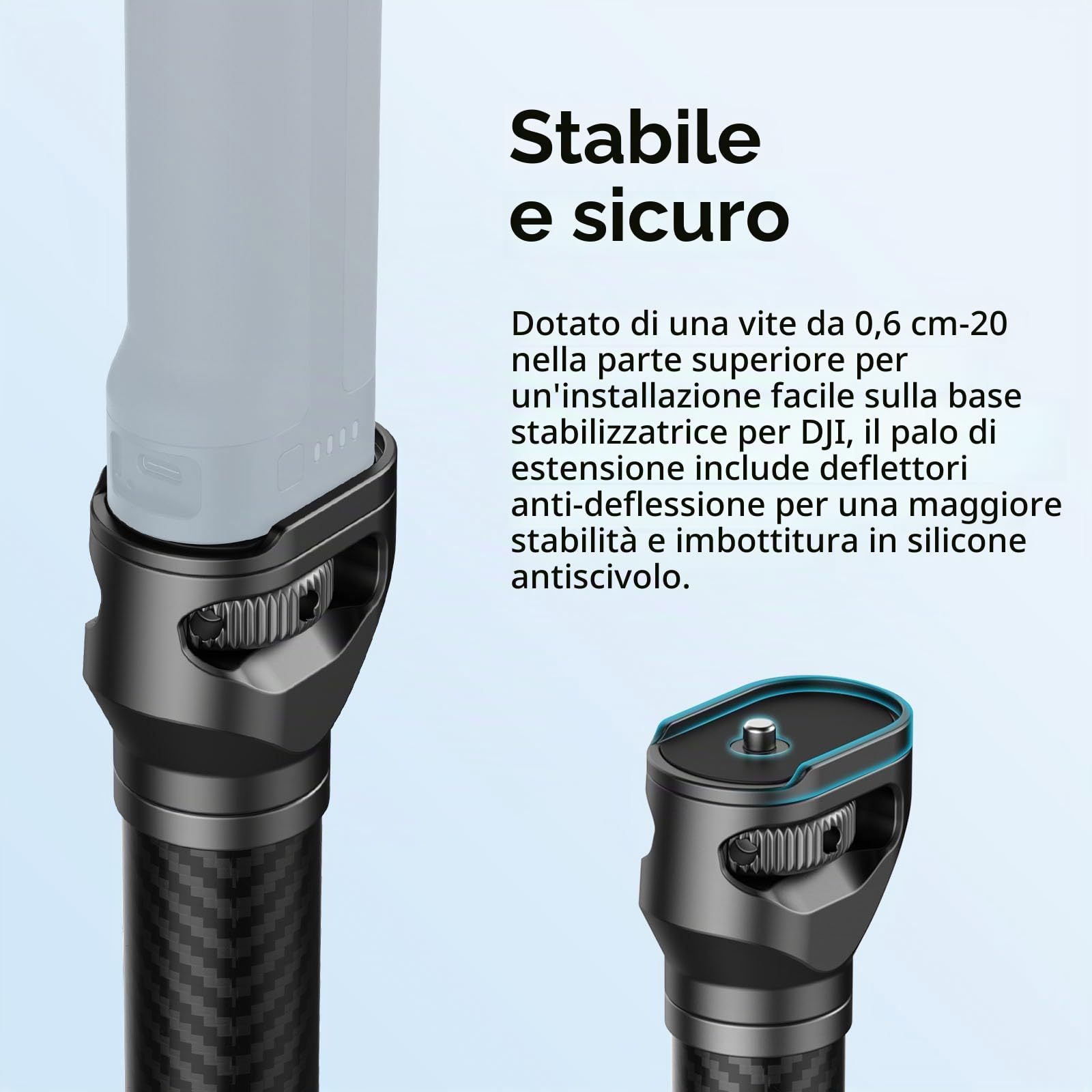 SMALLRIG Asta di Prolunga per Giunto Cardanico, Braccio in Fibra di Carbonio 15"/37 cm con Deflettore Antideflessione e Vite 1/4"-20 per DJI RS 4/4 Pro/4mini/3/3 Pro/3 mini/2-4378