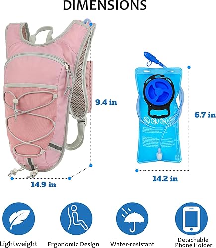 Miniatura 2 de Mochila de hidratación ligera de 2 litros para correr, ciclismo, senderismo, mochila de agua antirrobo con soporte para teléfono, soporte para