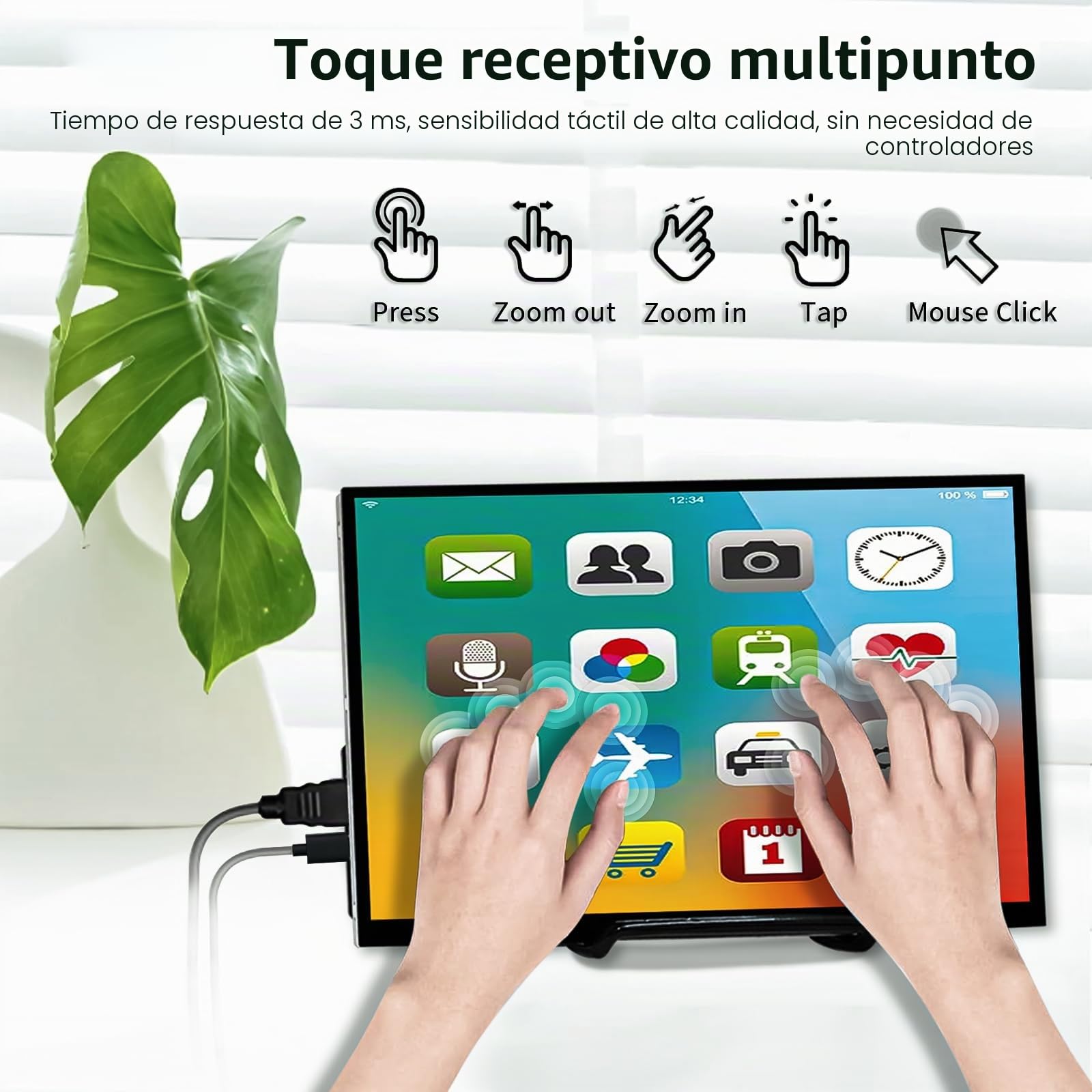 HAMTYSAN Monitor 10 Pulgadas Tactil,1024 x 600 HDMI Pantalla Tactil,Portátil IPS Touch Display para Raspberry Pi 4/3/2/Zero/B Win10/8/7 Switch/Xbox/PS4