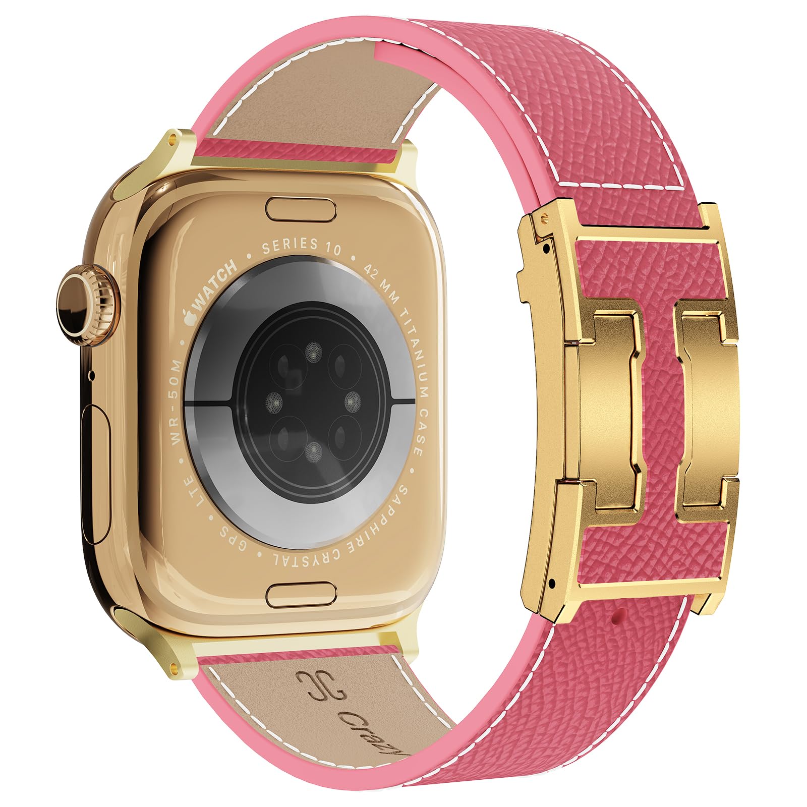 Lederarmband Kompatibel mit Apple Watch Armband 38mm 40mm 41mm 42mm 44mm 45mm 46mm 49mm, Echtes Leder Ersatzarmbänder für iwatch SE 3/2/1 Series11 10 9 8 7 6 5 4 3 2 1 Ultra 3/2/1
