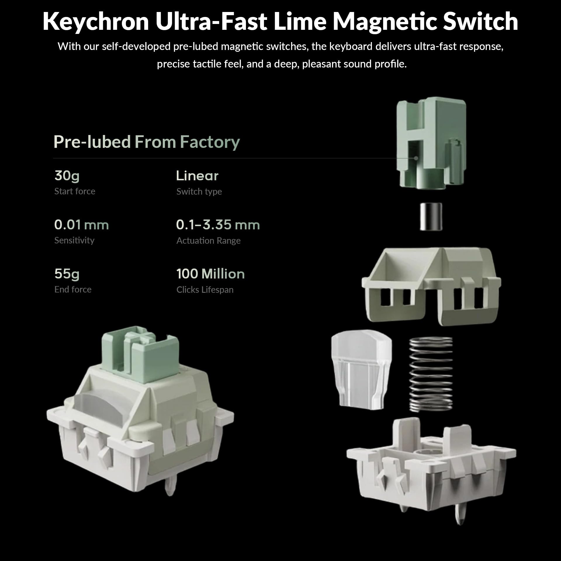 Keychron Q6 HE 8K Clavier Mécanique de Jeu Fil avec Switch Magnétiques Lime Ultra-Fast, Format Pleine Taille AZERTY, Doubles Injections OSA PBT, RGB Personnalisable Hot-Swap pour Windows/Mac - Noir
