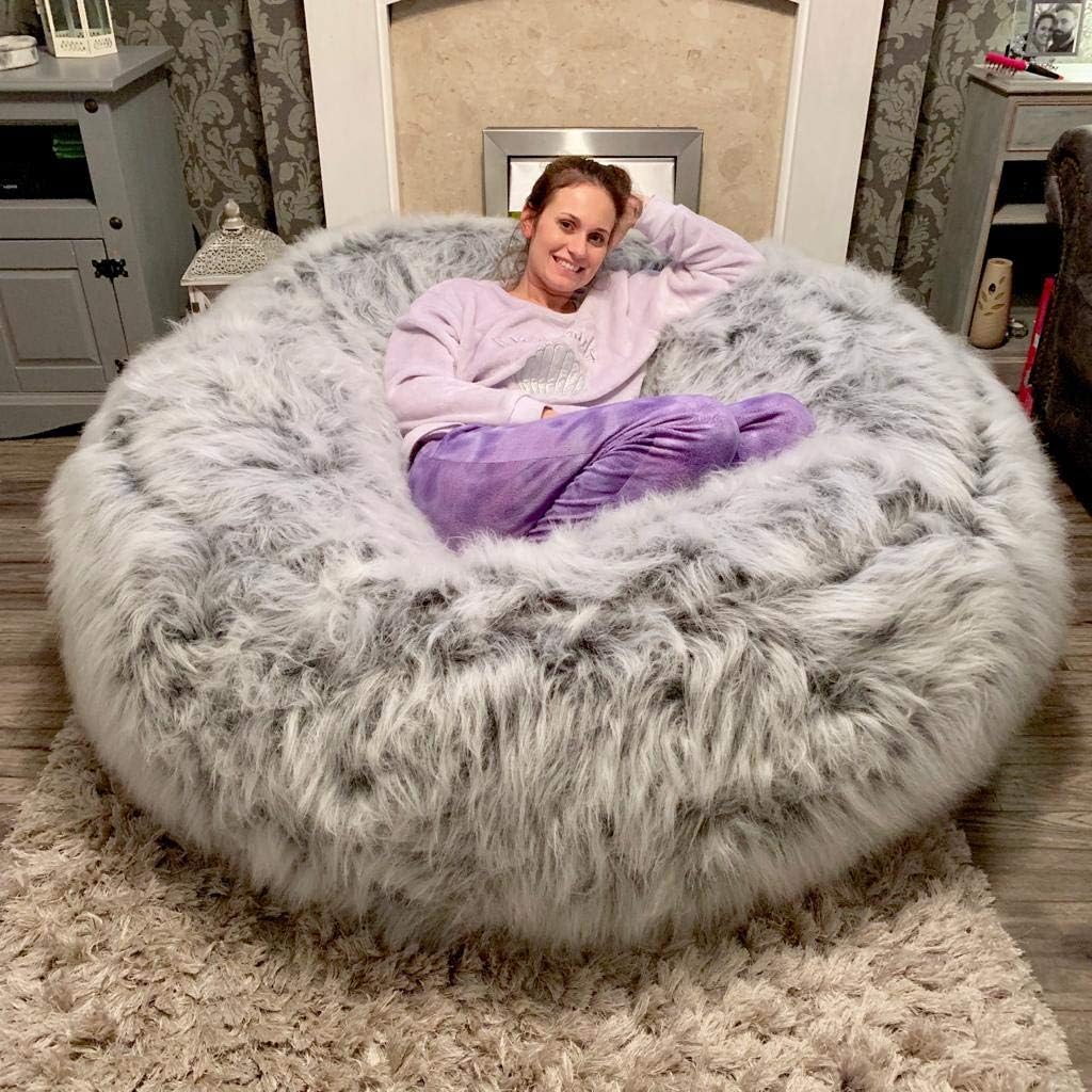 Small World Baby Shop ULTIMATE XXL FAUX FUR CHILDRENS ADULTS GAMING PRE FILLED BEAN BAG BEANBAG (GREY)