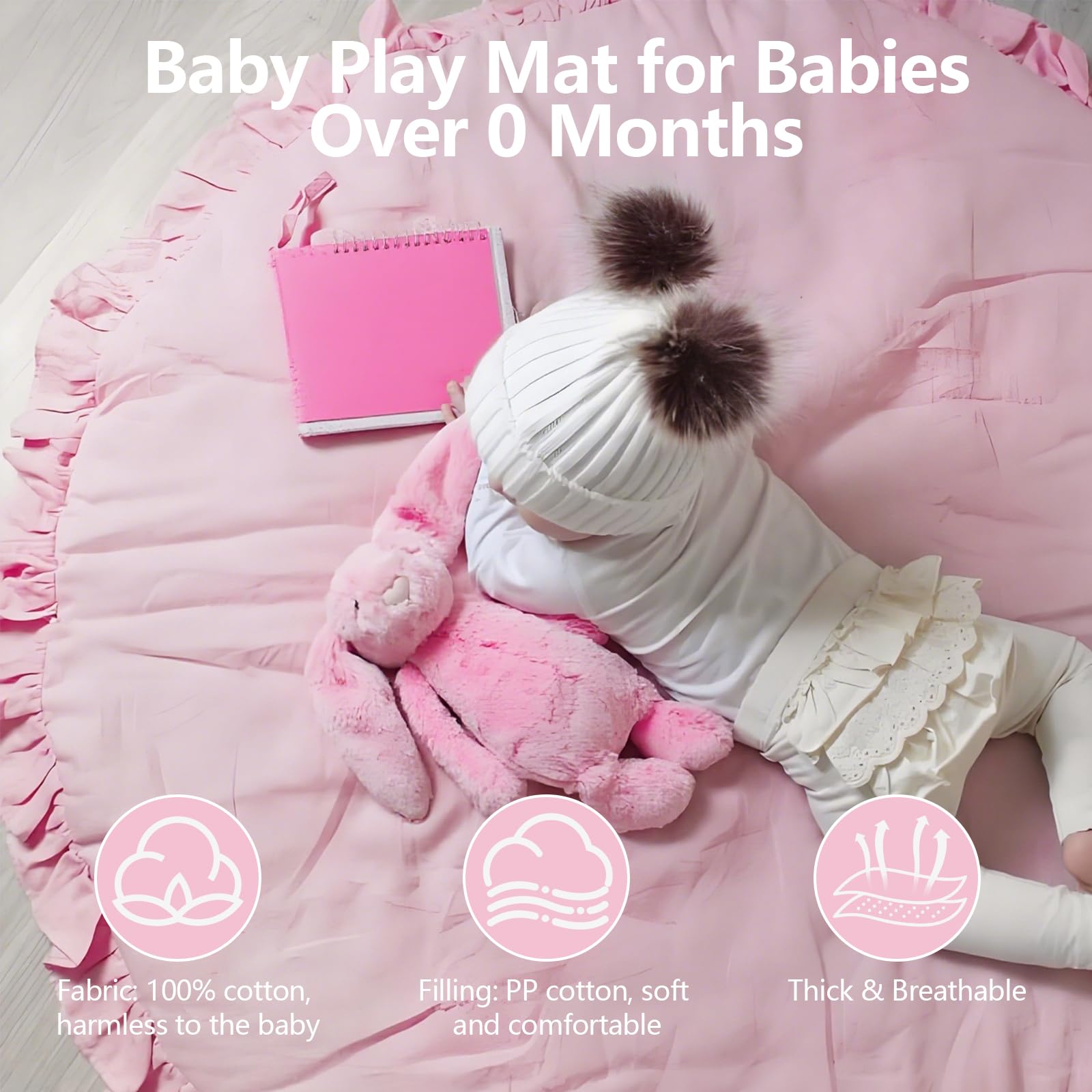 Baby Play Mat Round Ruffled Activity Playmat - Image 3