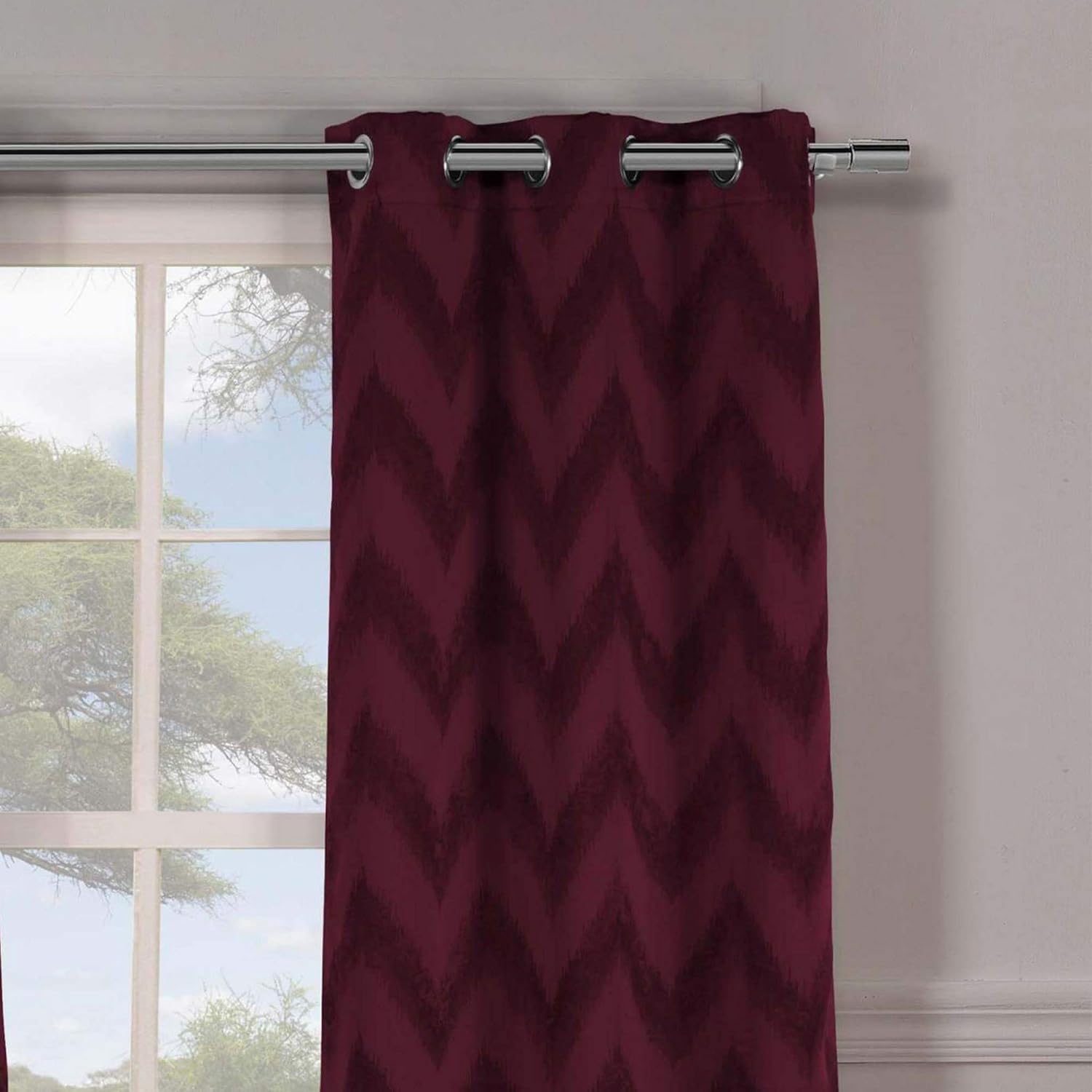 Duck River Textile Lysanna Chevron Insulated Blackout Room Darkening Window Curtain Set of 2 Panels, 38 X 84 Inch, Wine, 2 Piece