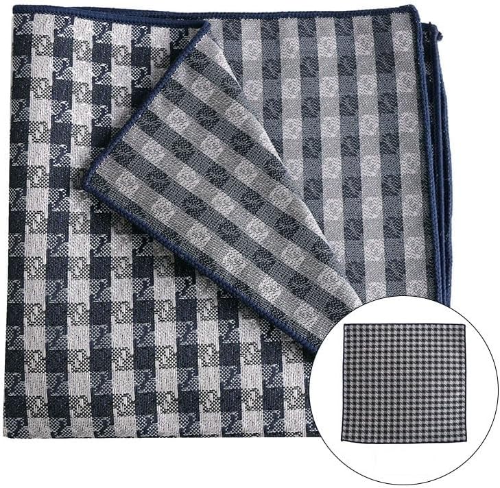 Men's Polyester Silk Plaid Suit Pocket Square Retro Gentleman Dress Small Chest Scarf