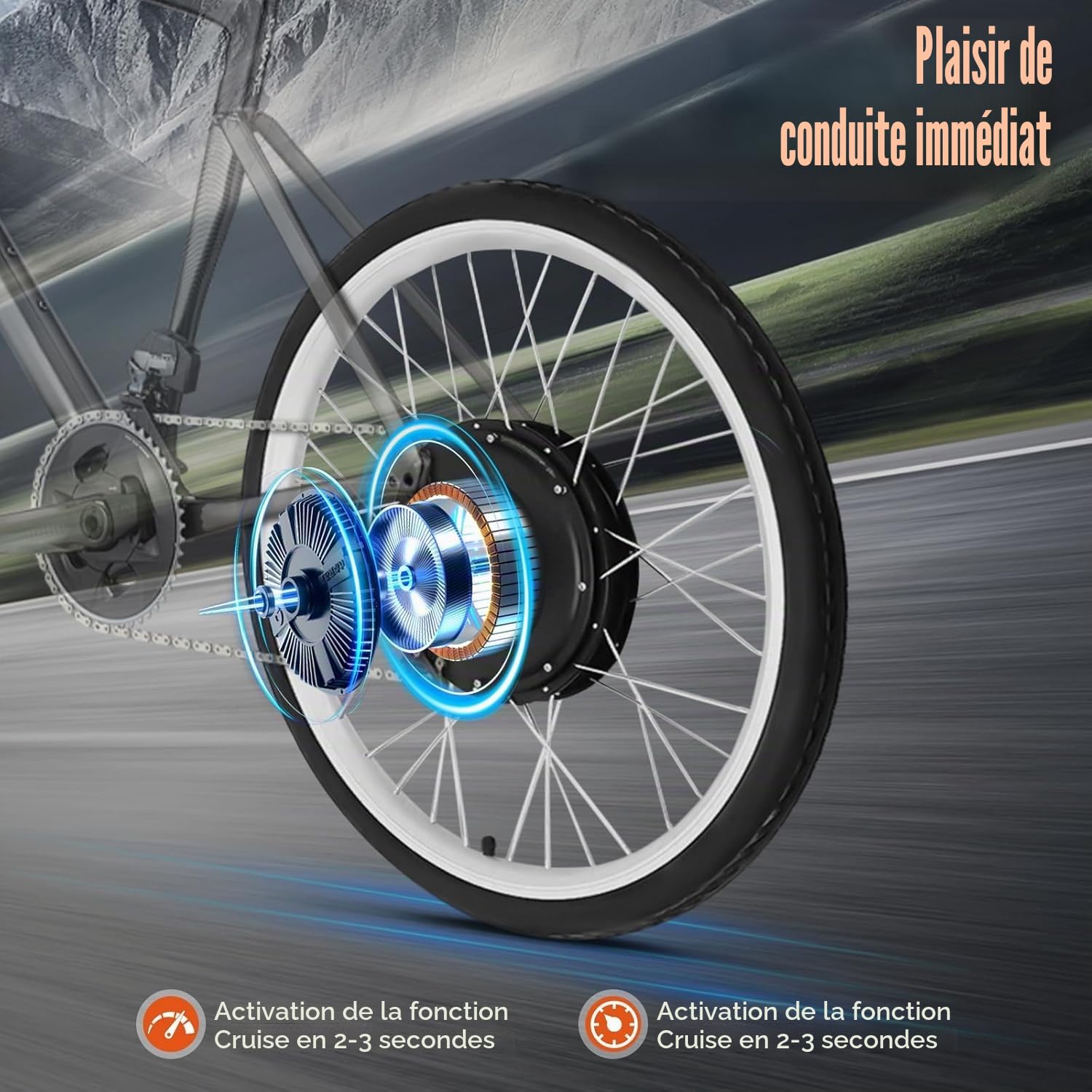 36V 800W moteur sans balais sans dents 26 pouces Kit de conversion pour vélo électrique 140kg capacité de charge cinq vitesses régulateur de vitesse moteur de roue arrière avec affichage LCD