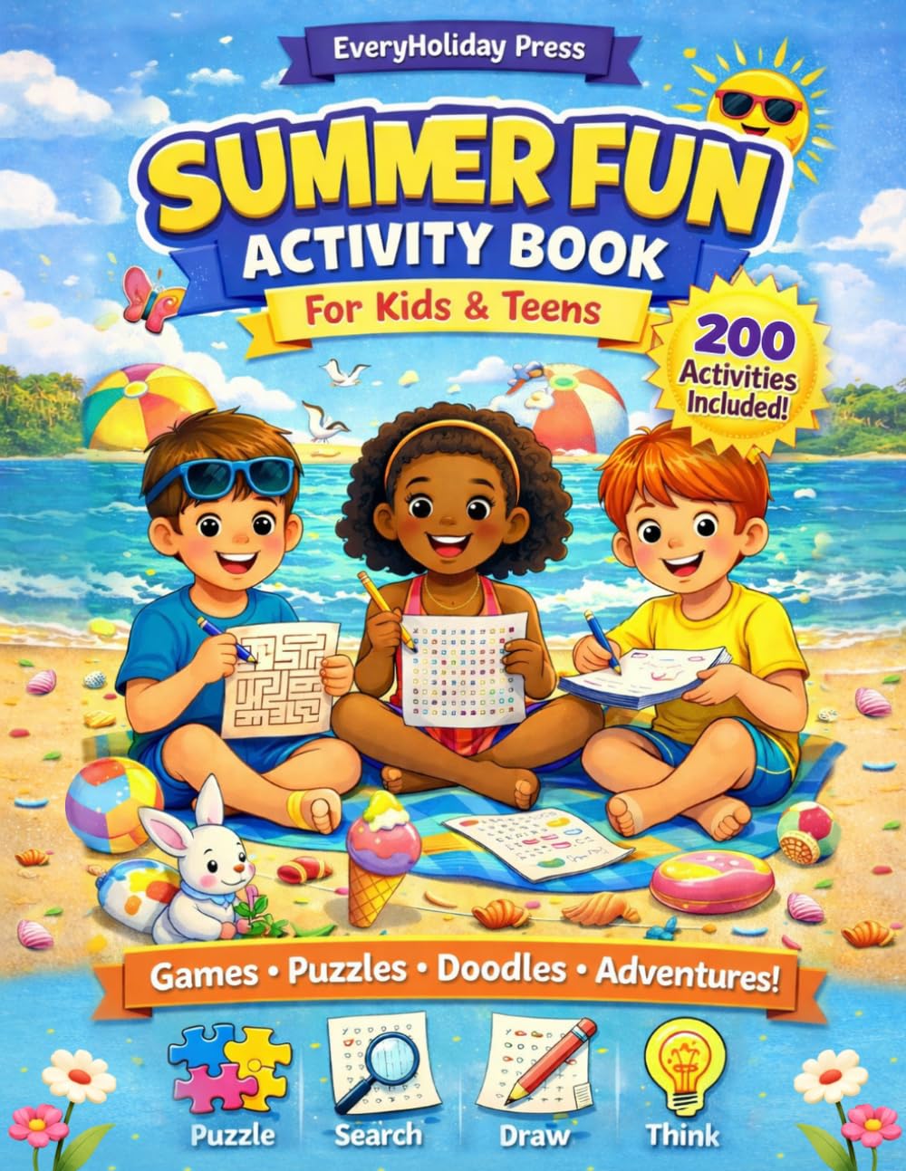 Summer Activity Book for Kids and Teens: Puzzles • Mazes • Word Searches • Games & More!