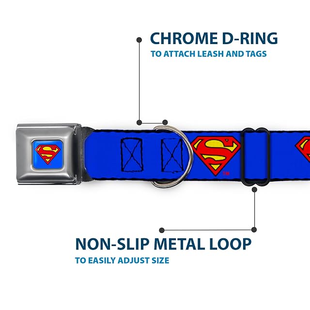 Foto 5 de 8 de Buckle Down 9 - 15 "Superman Shield Azul Collar de Perro