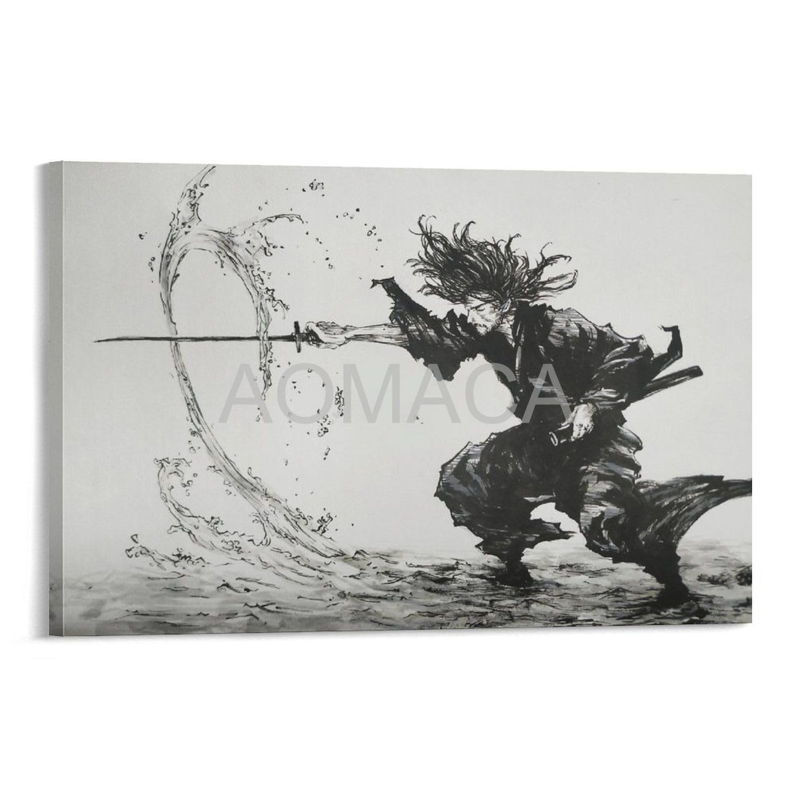 MOJDI Anime Poster Miyamoto Musashi Vagabond Poster Canvas Painting Wall Art Poster for Bedroom Living Room Decor 08x12inch(20x30cm) Frame-style