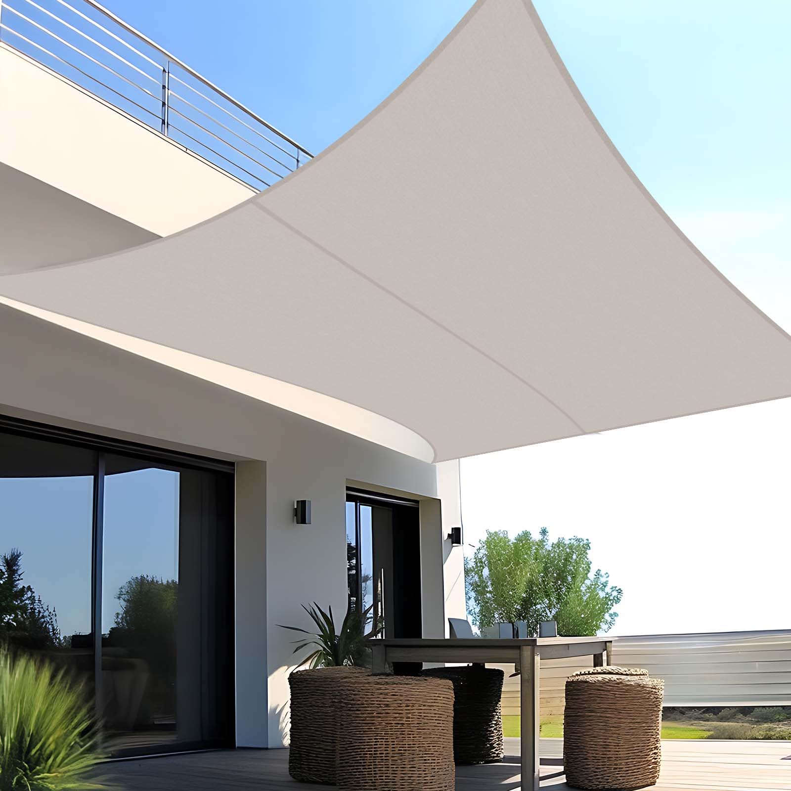 SUNNY GUARD Toldo Vela de Sombra Impermeable 3x3x3m Triangular a Prueba de Viento protección UV para Patio,Jardín, Exteriores, Terraza, Color Arena — view 34